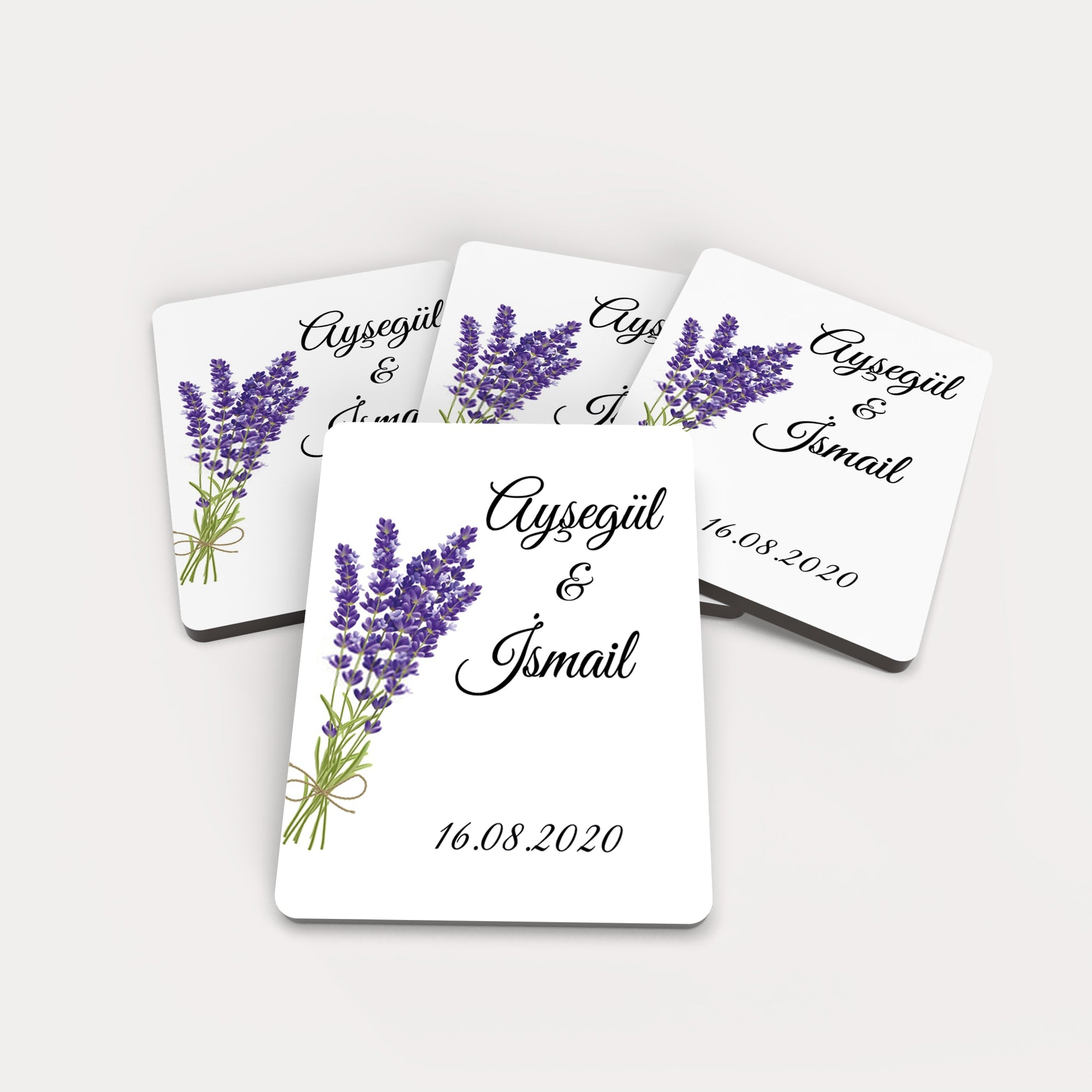 Lavanta Desenli Ahşap Magnet