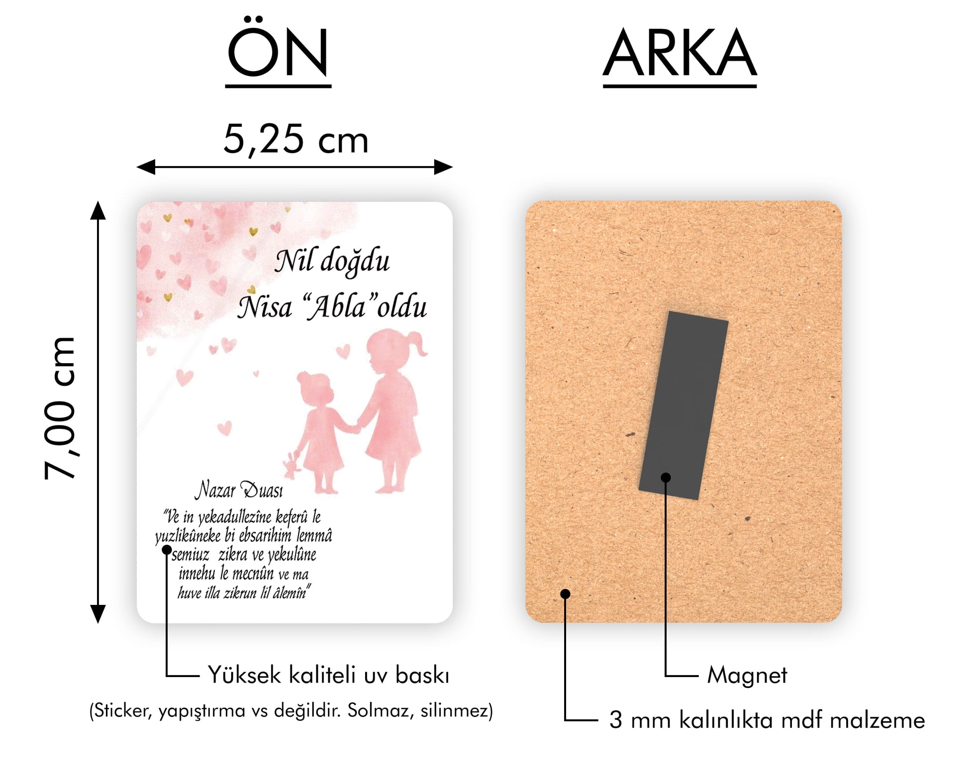 Abla Kız Kardeş Temalı Ahşap Magnet