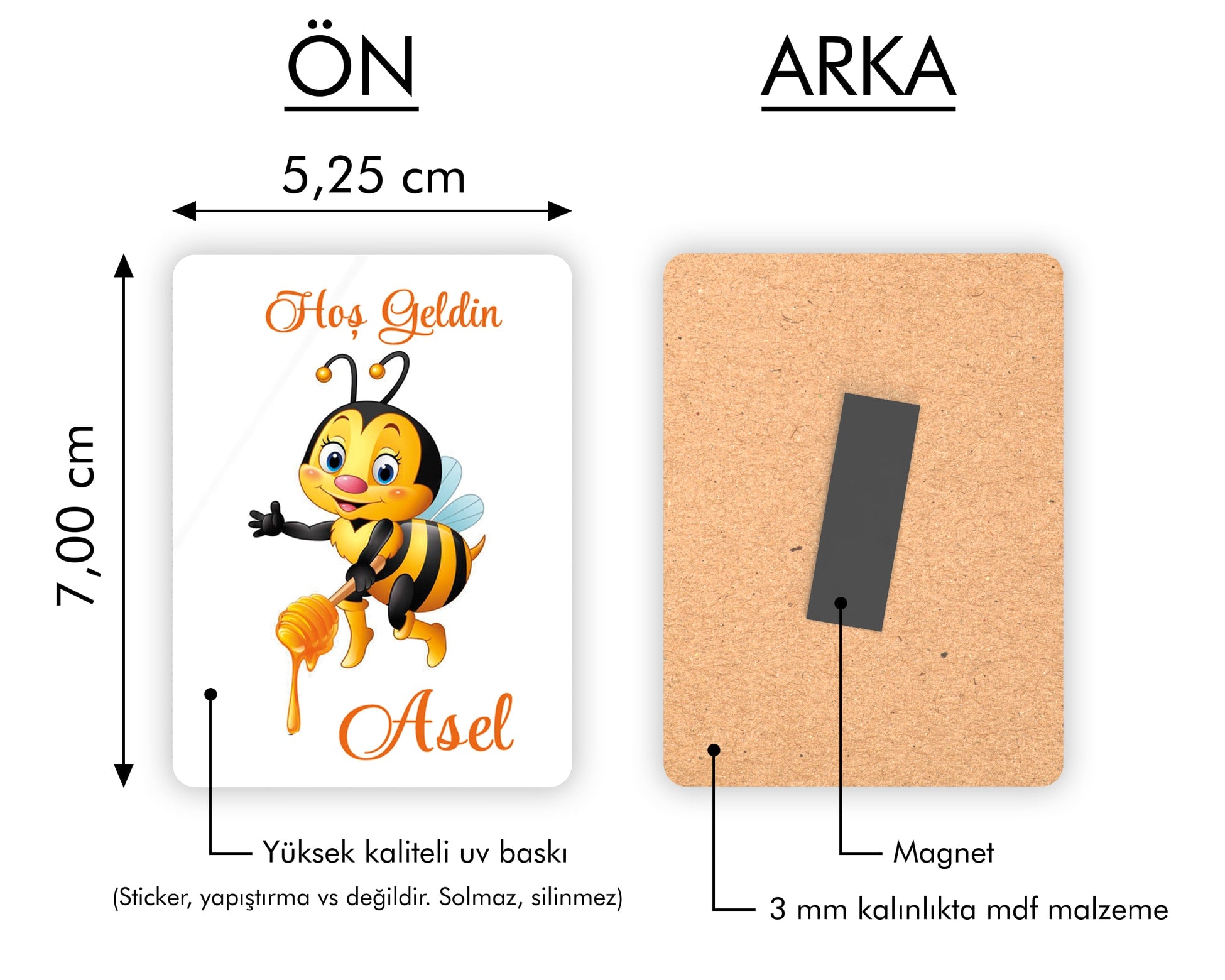 Arı Desenli Ahşap Magnet