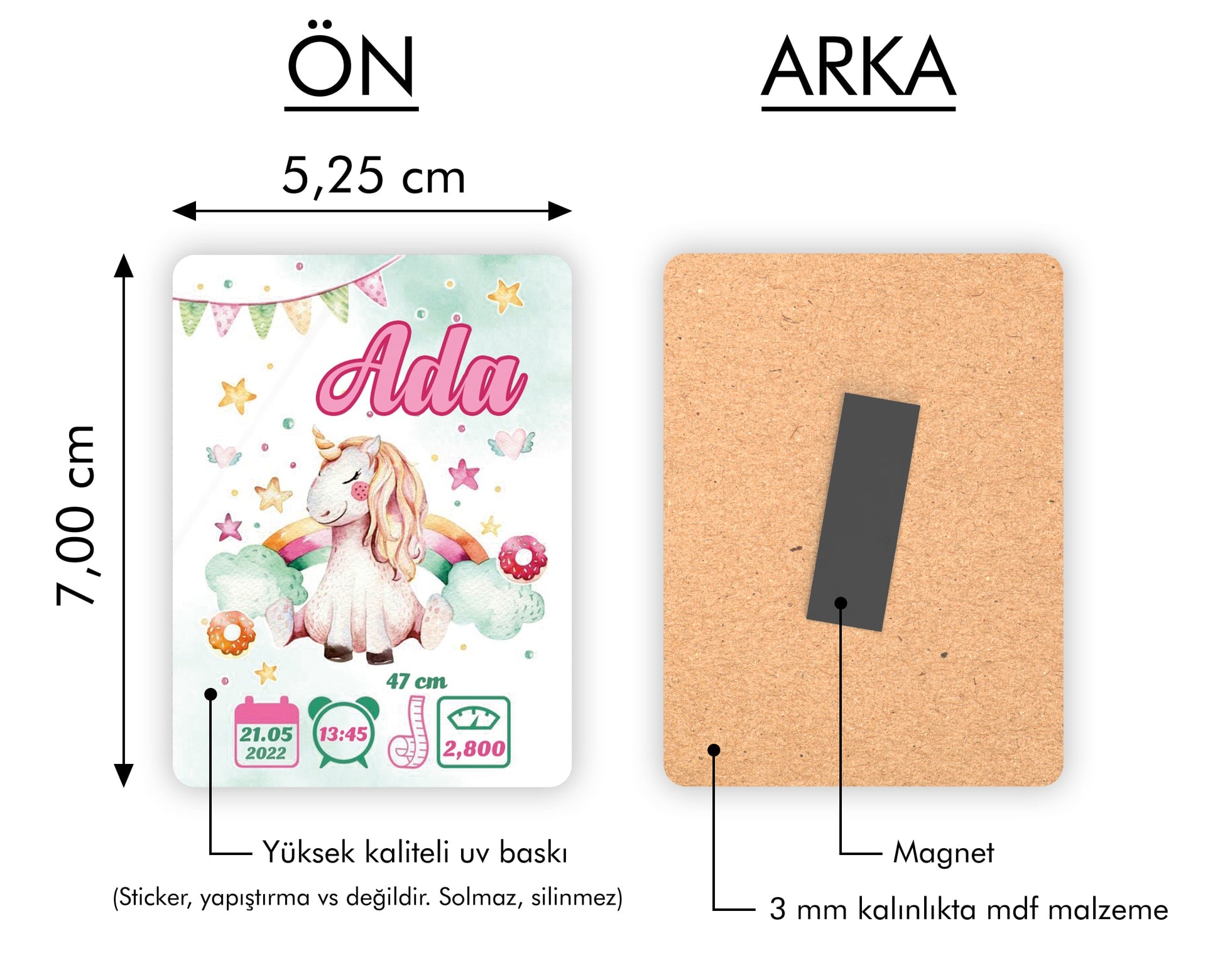 Unicorn Temalı Ahşap Magnet