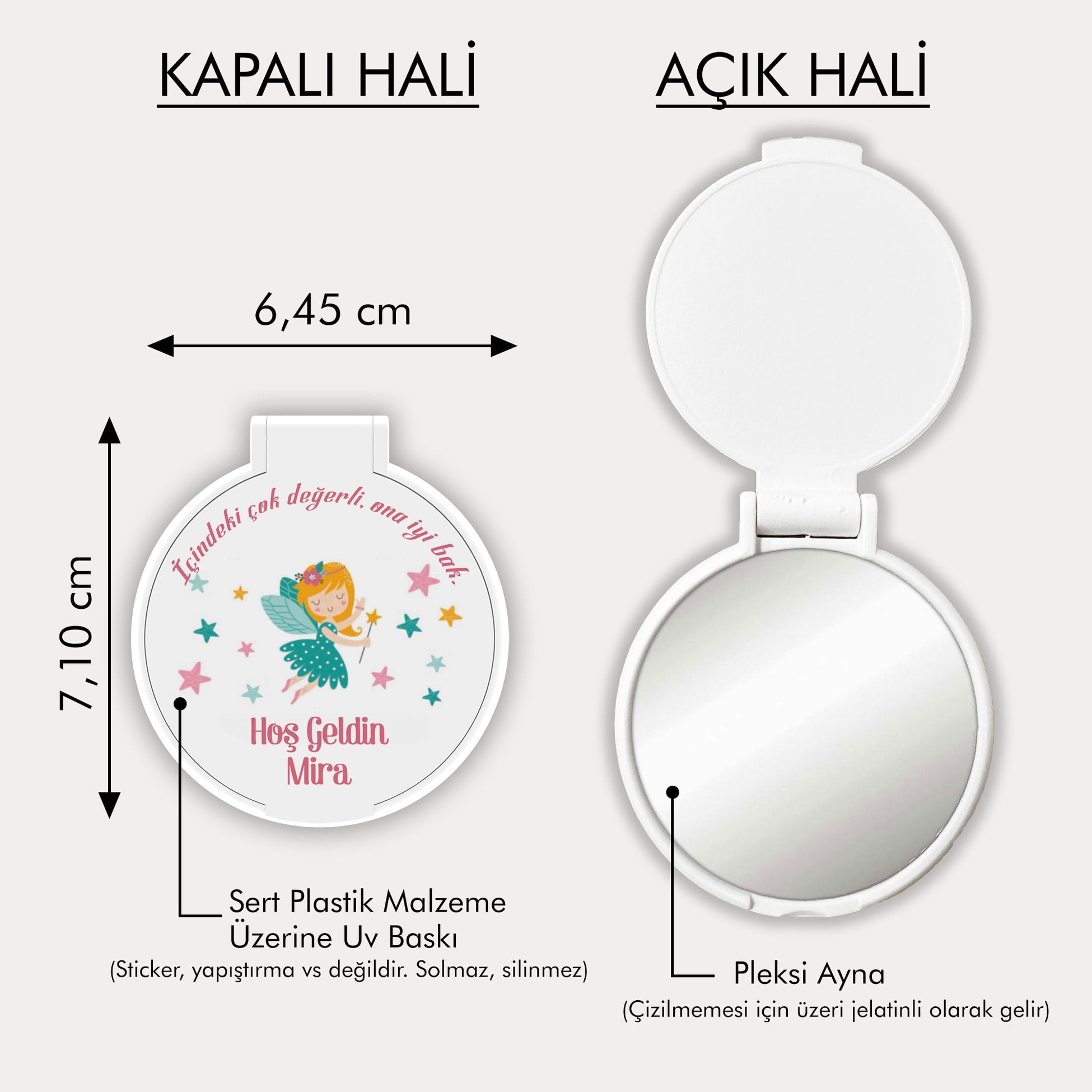 Peri Kızı Temalı Yuvarlak Ayna