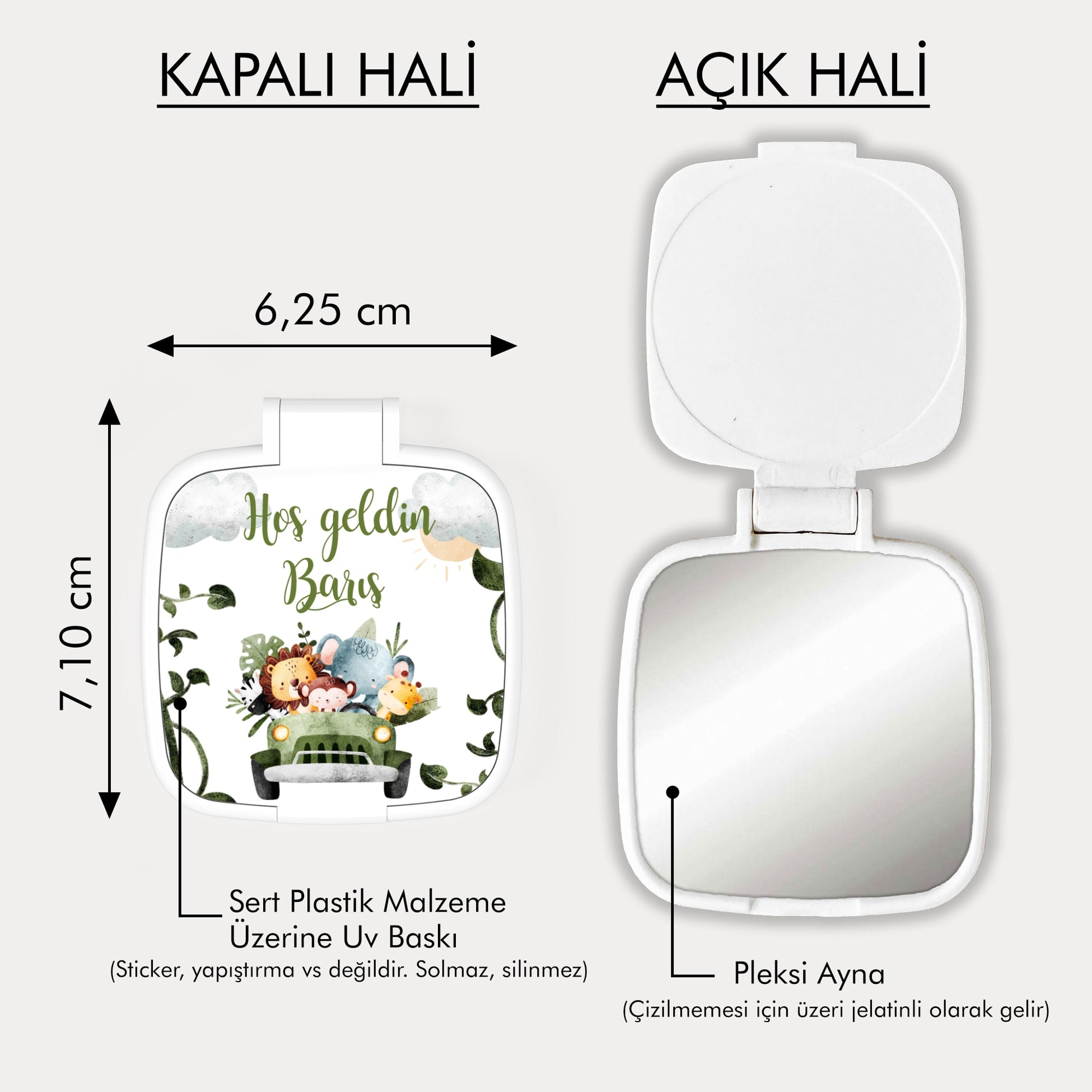 Safari Desenli Kare Ayna