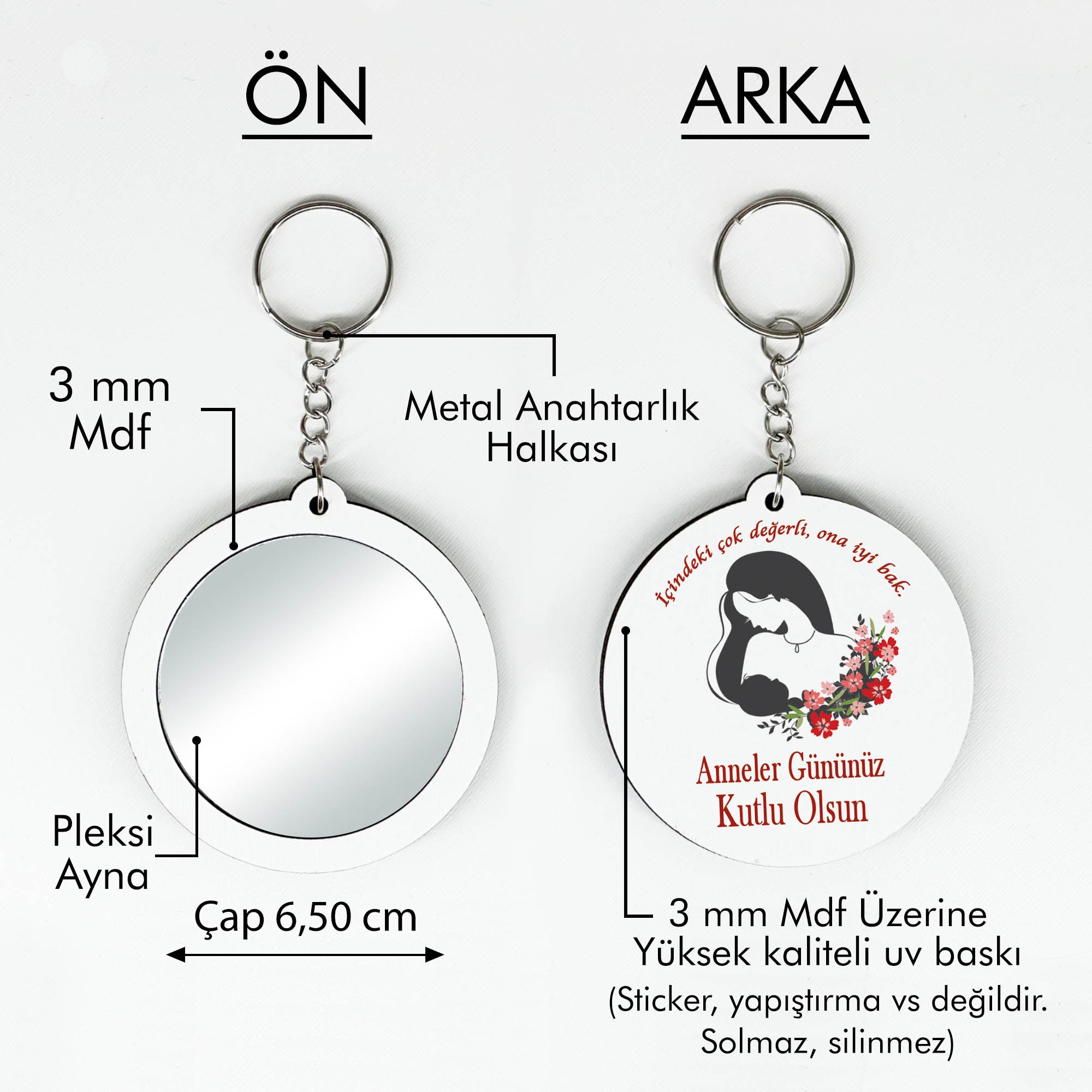 Anneler Günü Temalı Anahtarlıklı Ayna
