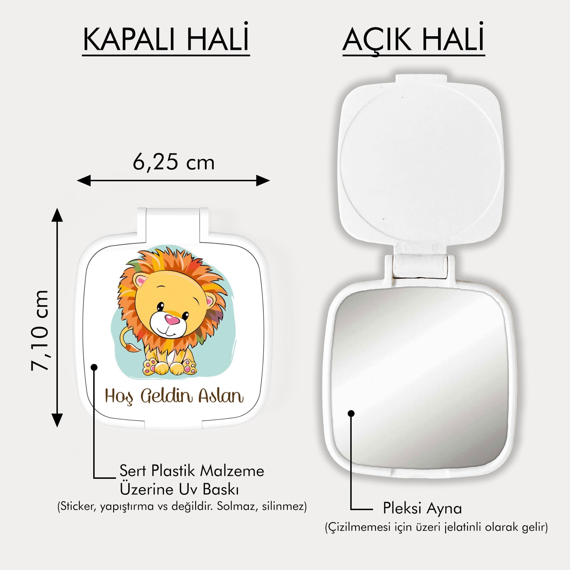 Aslan Desenli Kare Ayna