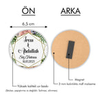 Tropical Çiçek Desenli Yuvarlak Ahşap Magnet