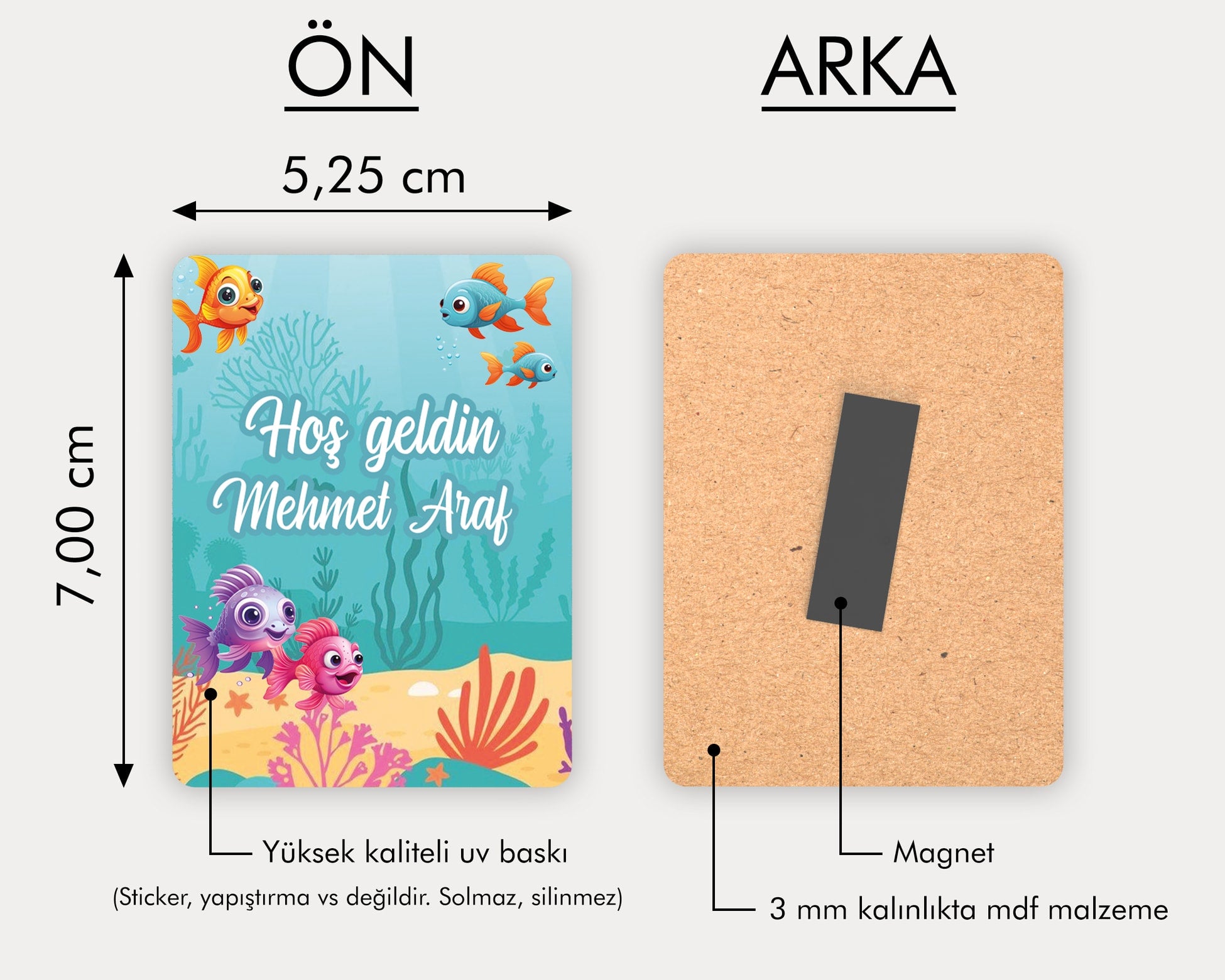 Balıklar Temalı Ahşap Magnet
