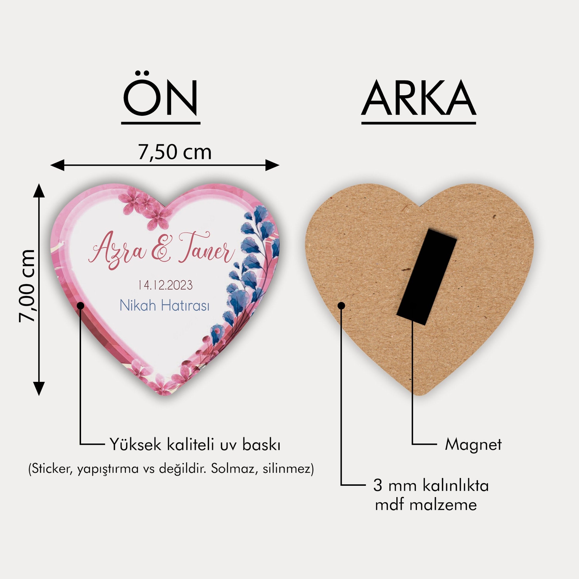 Pembe Kenar Çerçeveli Ahşap Magnet