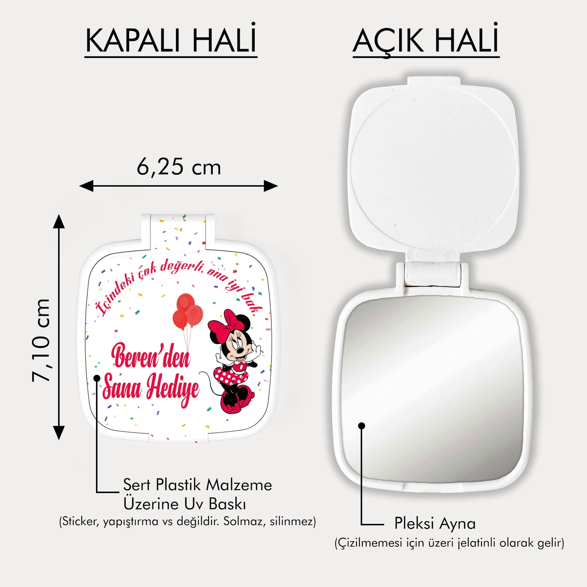 Minnie Mouse Desenli Kare Ayna
