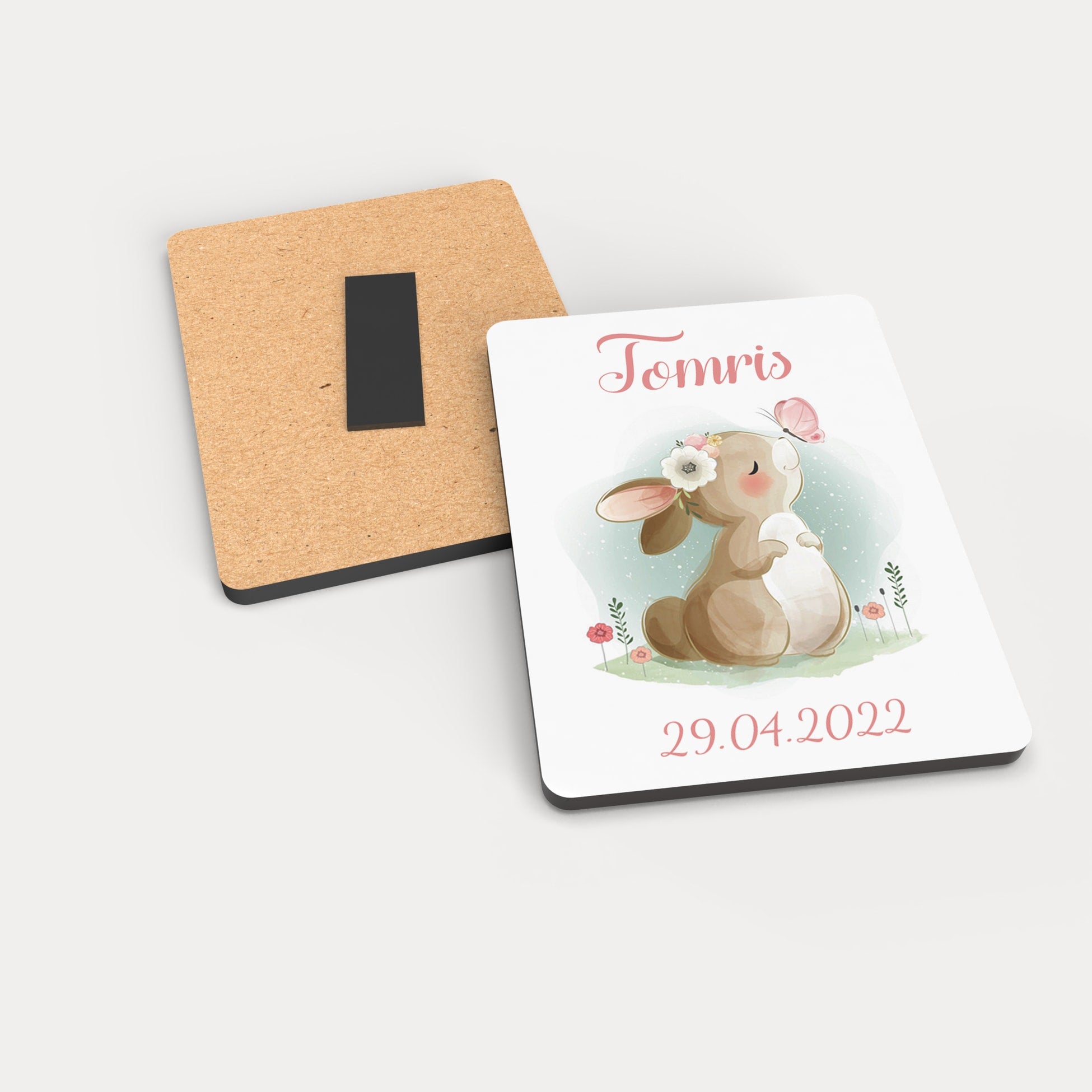 Tavşan Desenli Ahşap Magnet
