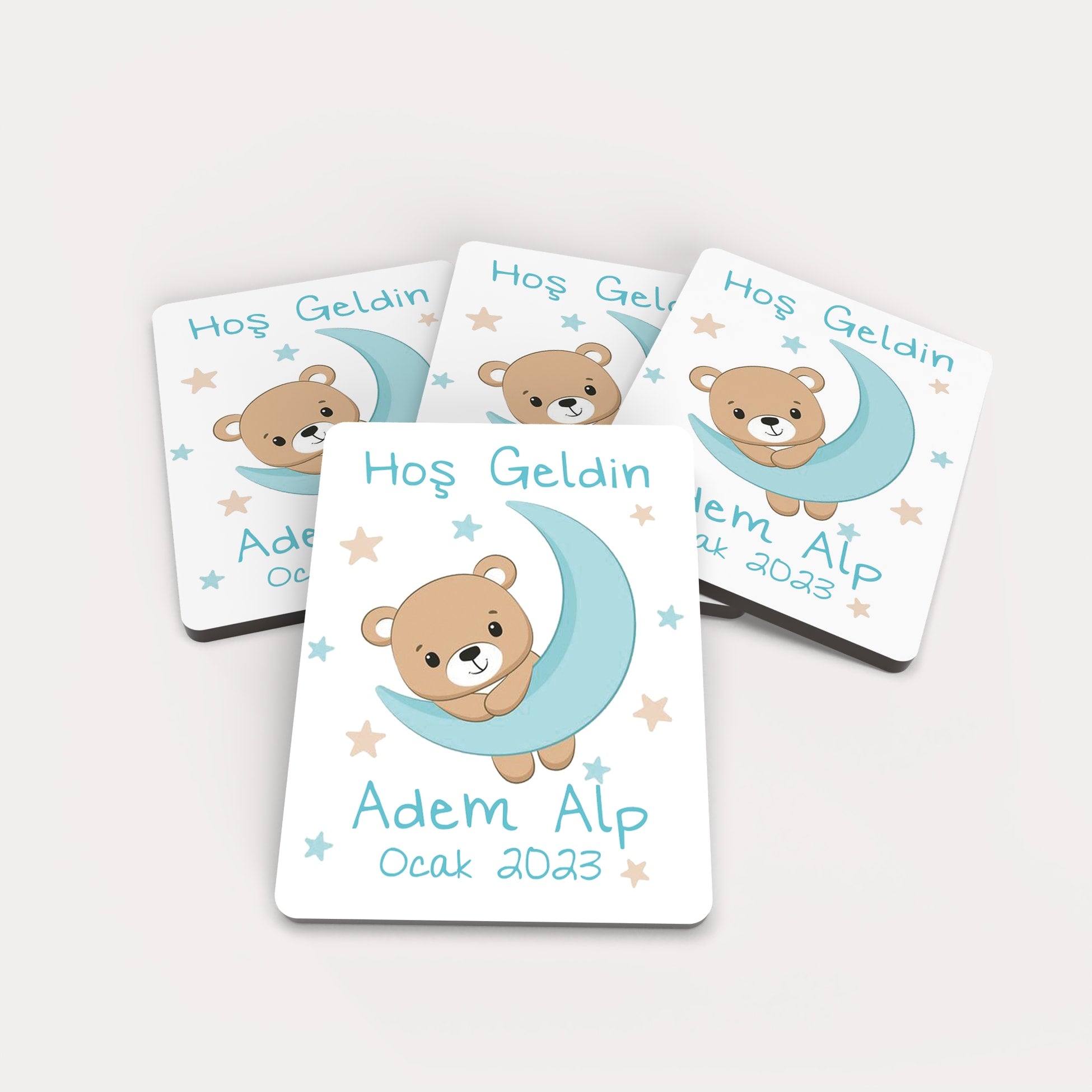 Ayda Asılı Ayıcık Desenli Ahşap Magnet
