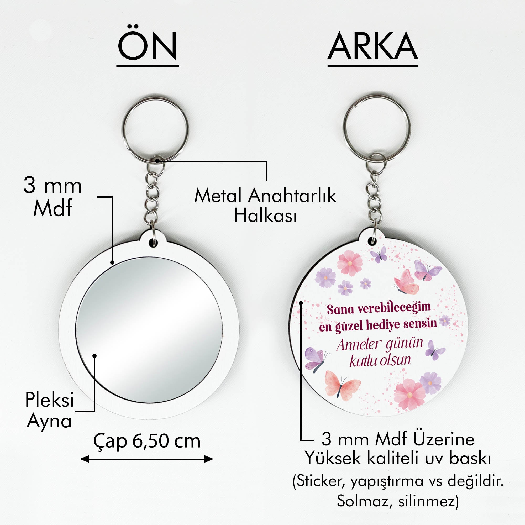 Anneler Günü Temalı Anahtarlıklı Ayna