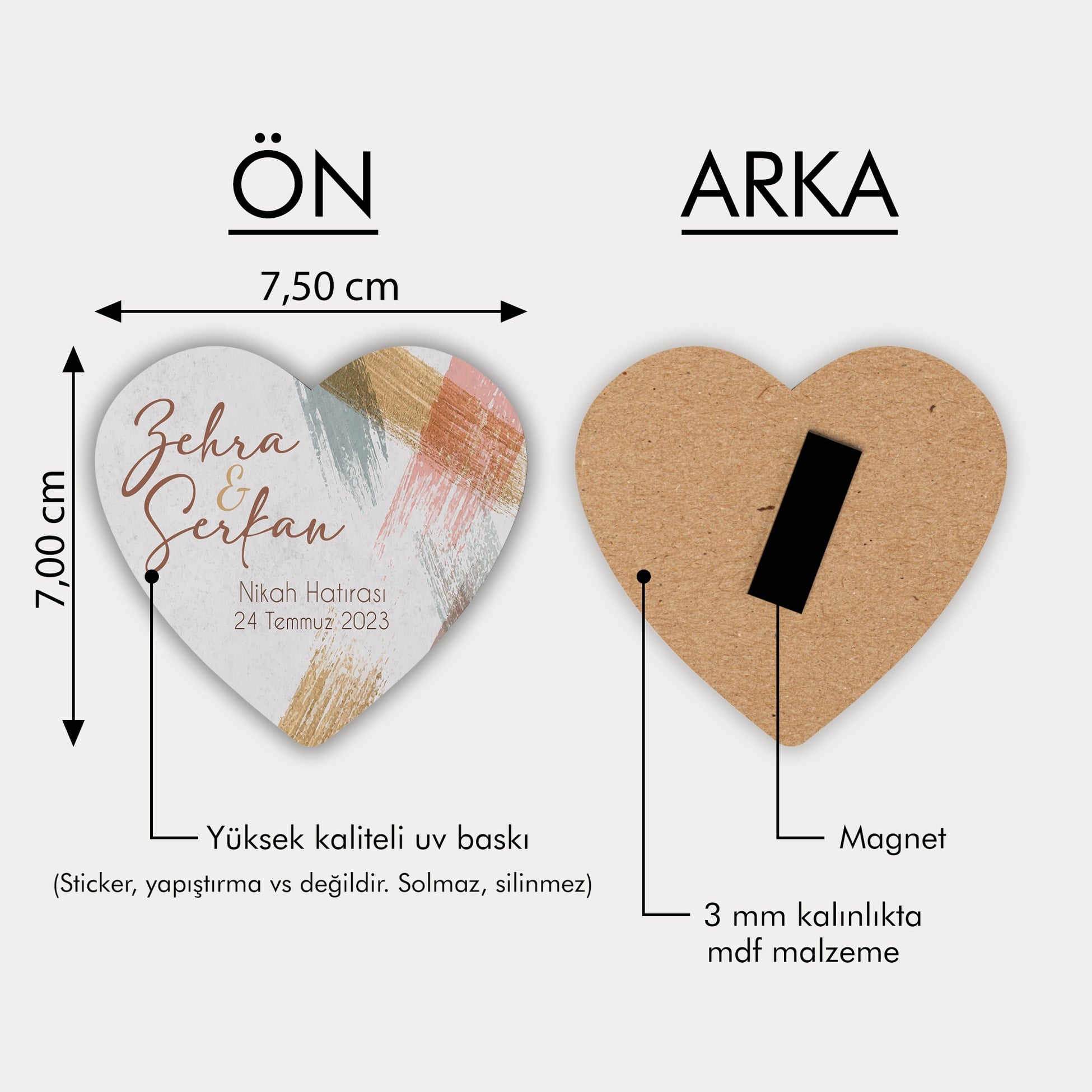 Boya Desenli Ahşap Magnet