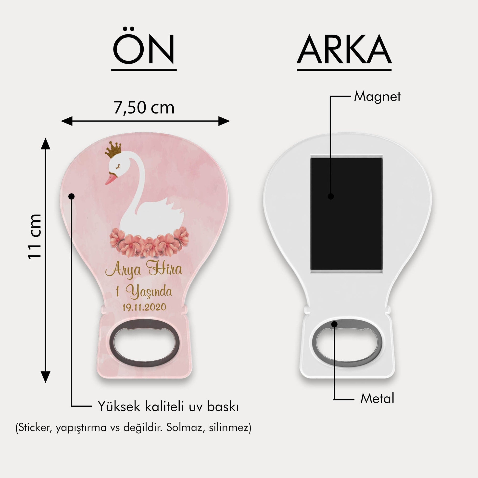 Pembe Kuğu Desenli Balon Açacak Magnet