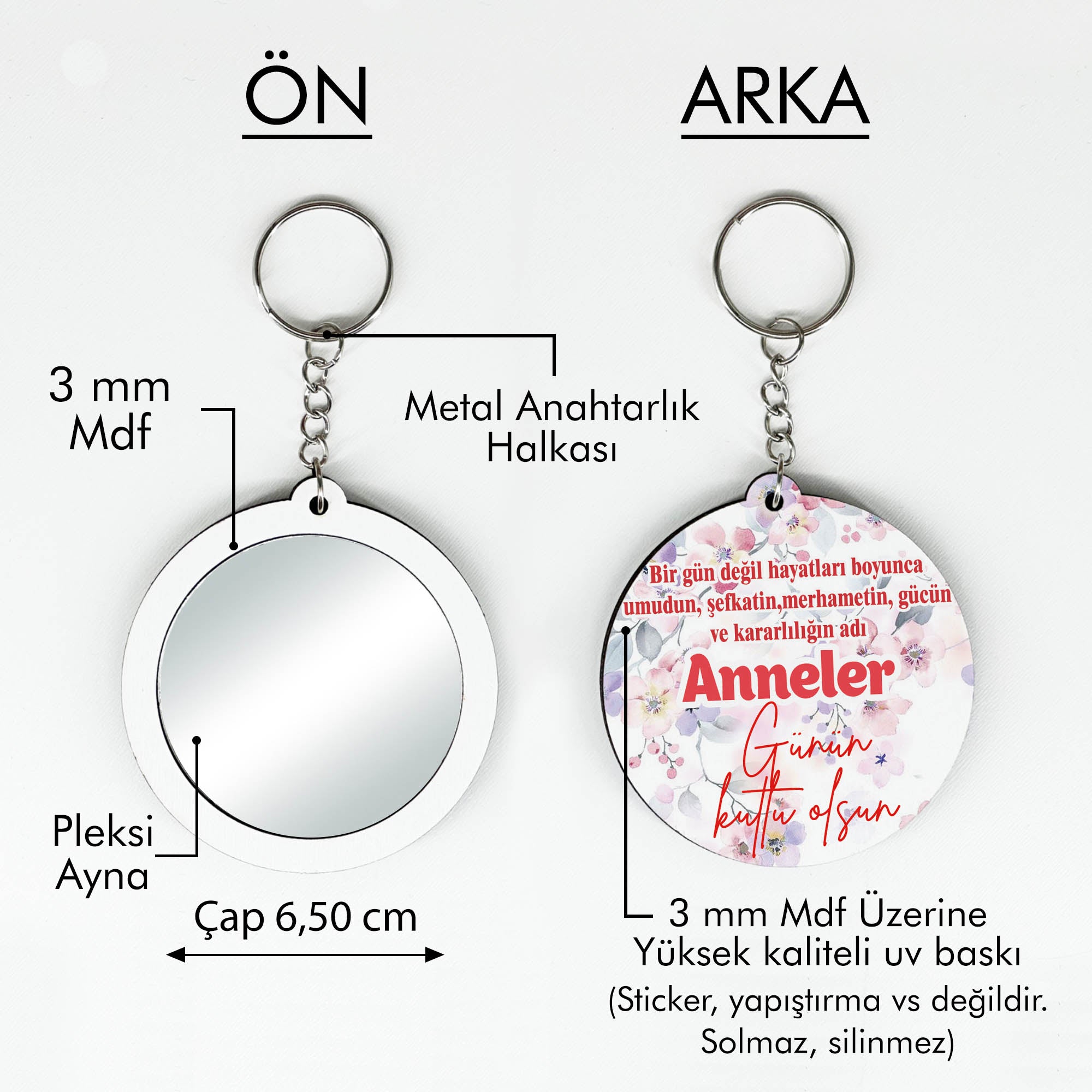Anneler Günü Temalı Anahtarlıklı Ayna