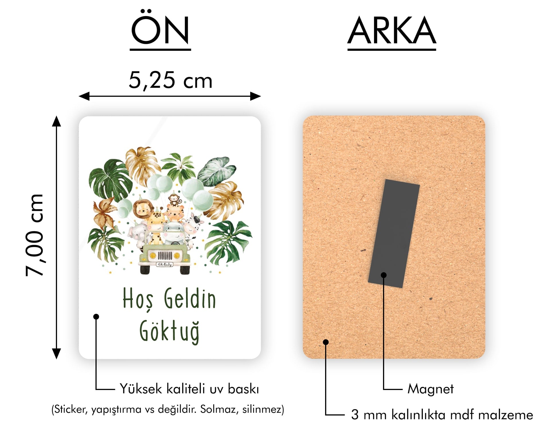 Safari Temalı Ahşap Magnet