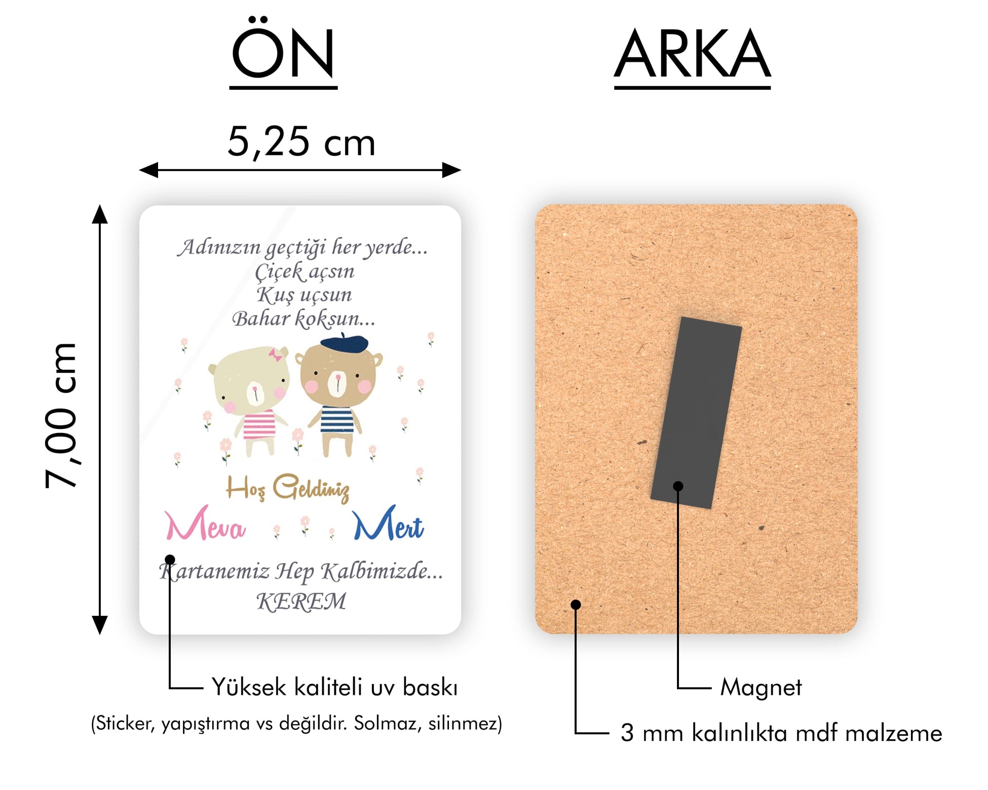 İkiz Bebek Temalı Ahşap Magnet