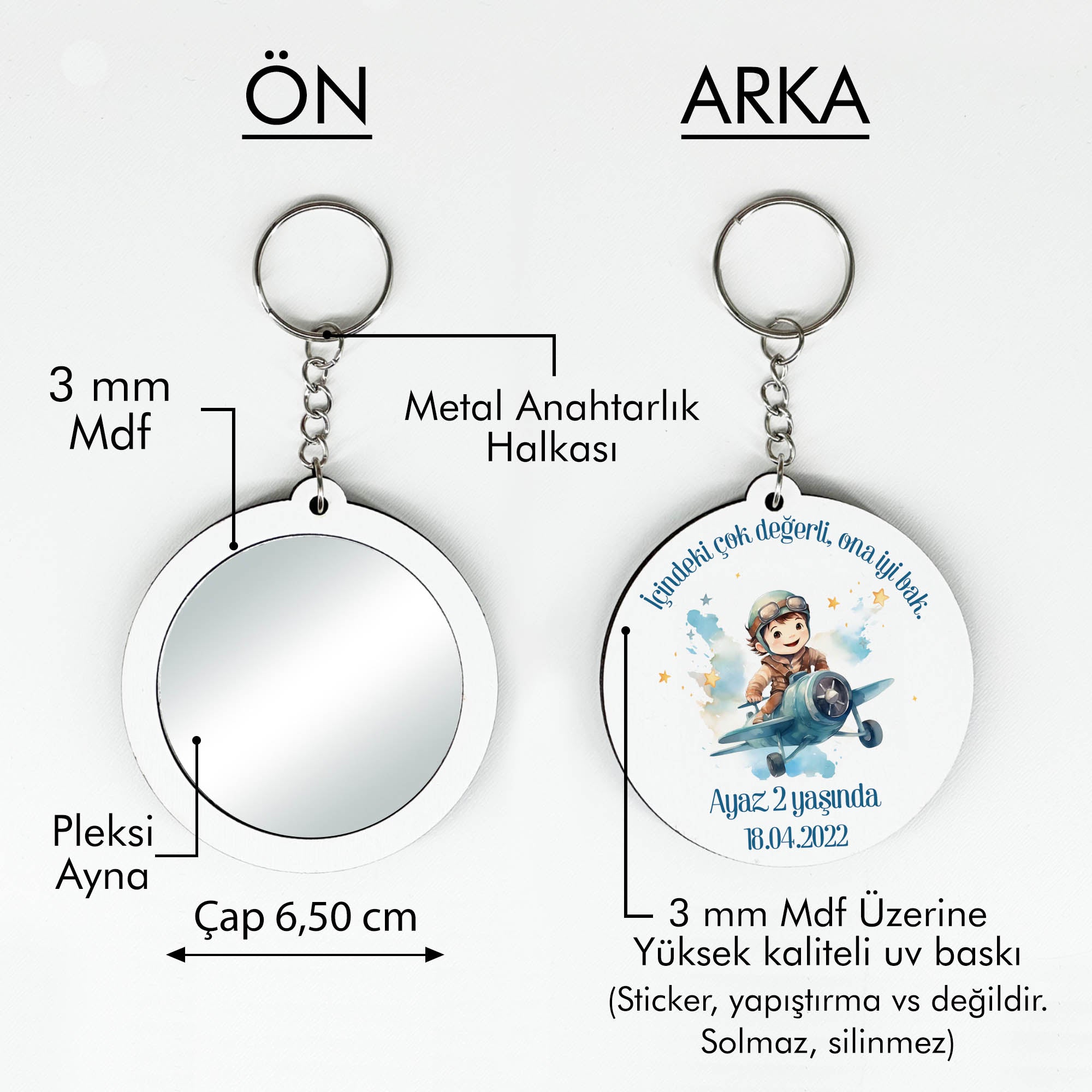 Pilot Temalı Anahtarlıklı Ayna