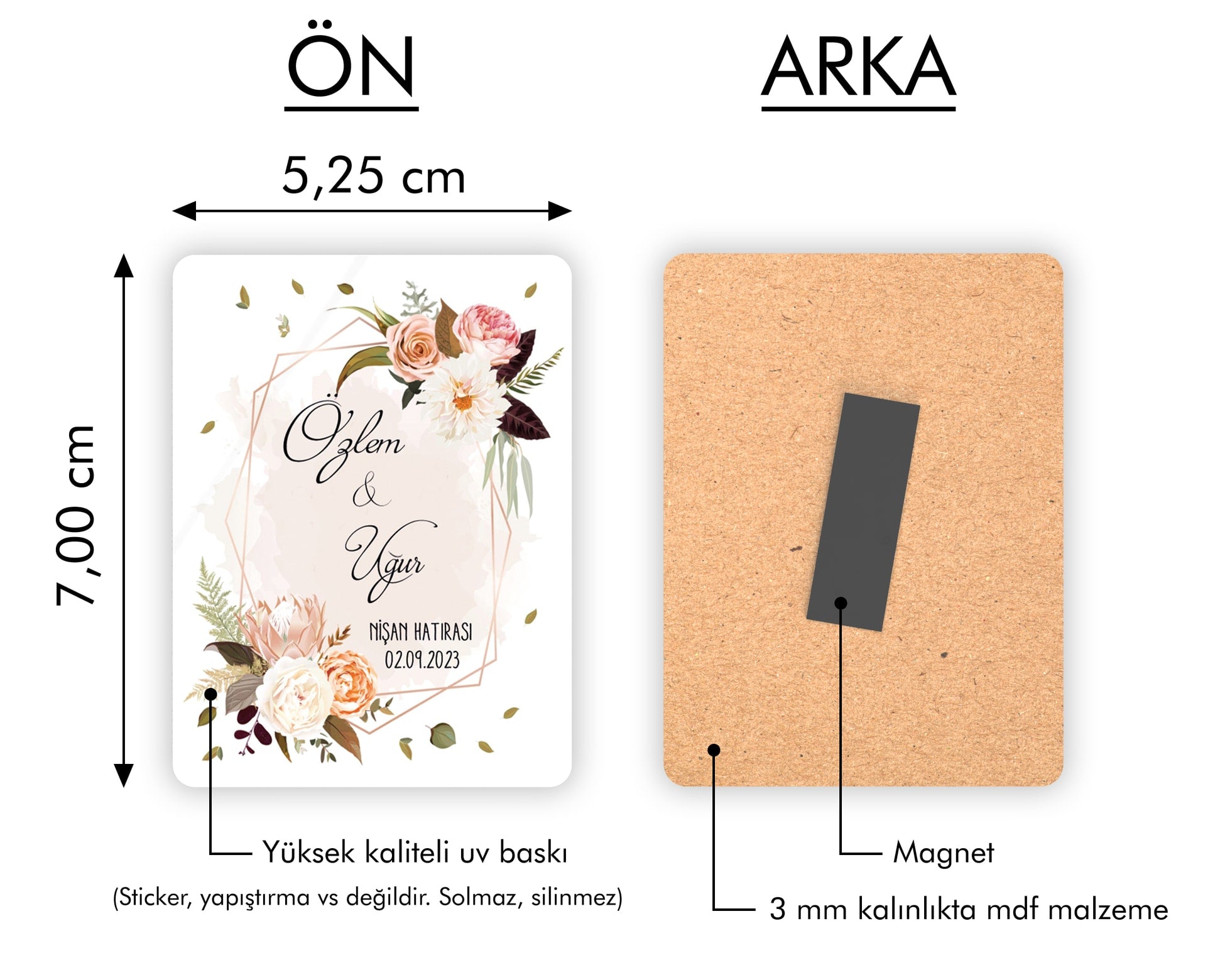 Soft Çiçek Çelenk Desenli Ahşap Magnet