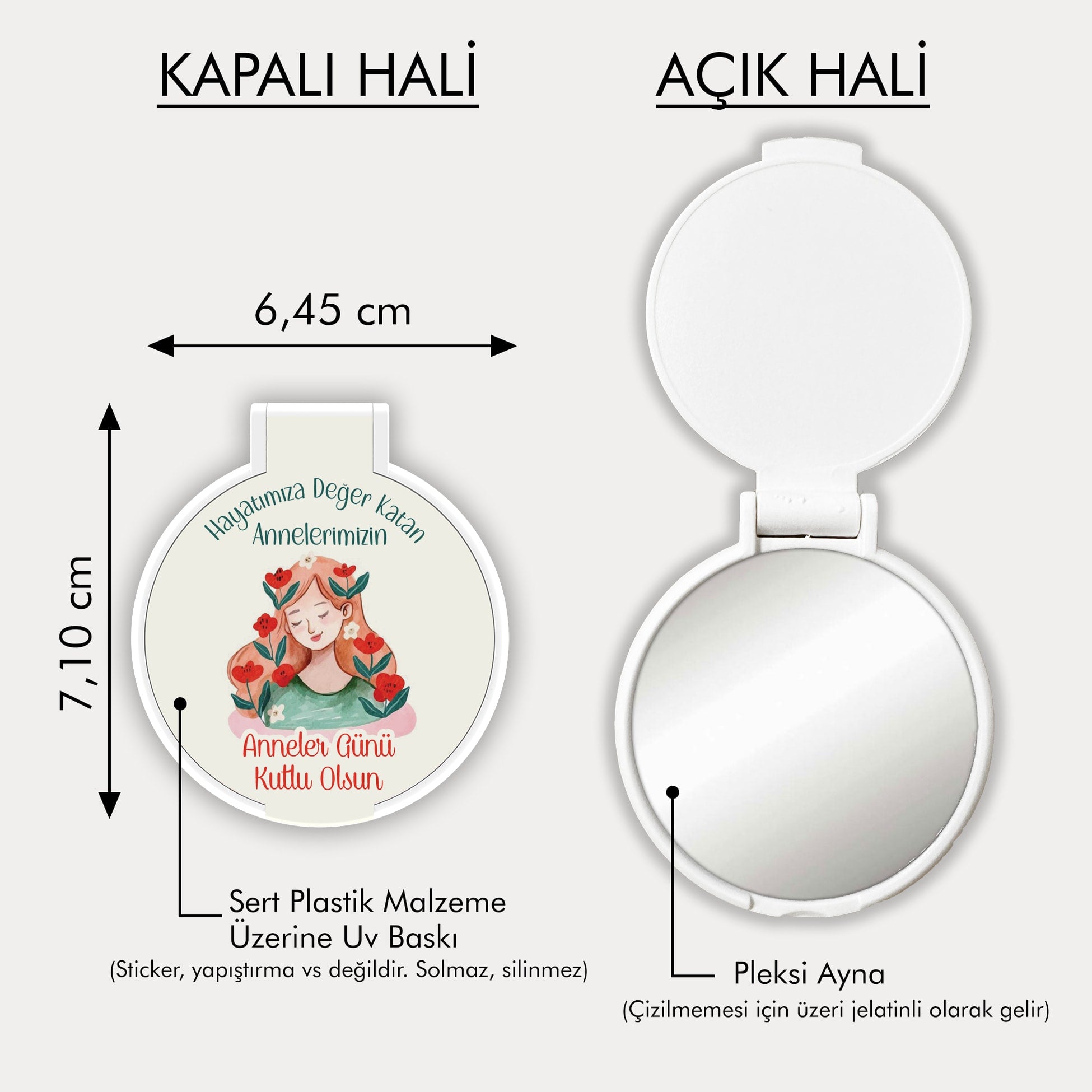 Anneler Günü Temalı Yuvarlak Ayna