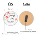 Gelincik Desenli Yuvarlak Ahşap Magnet