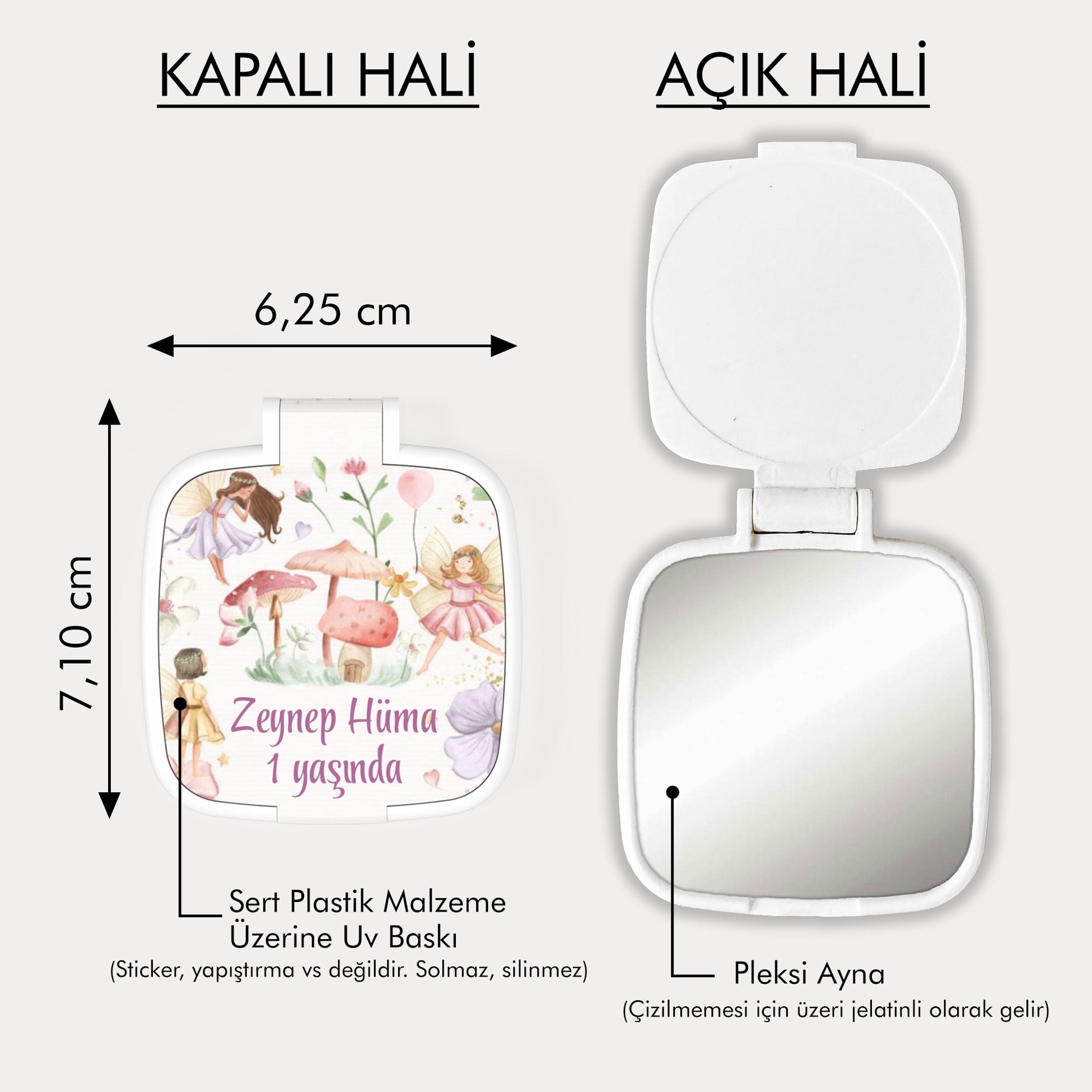 Peri Kızları Temalı Kare Ayna