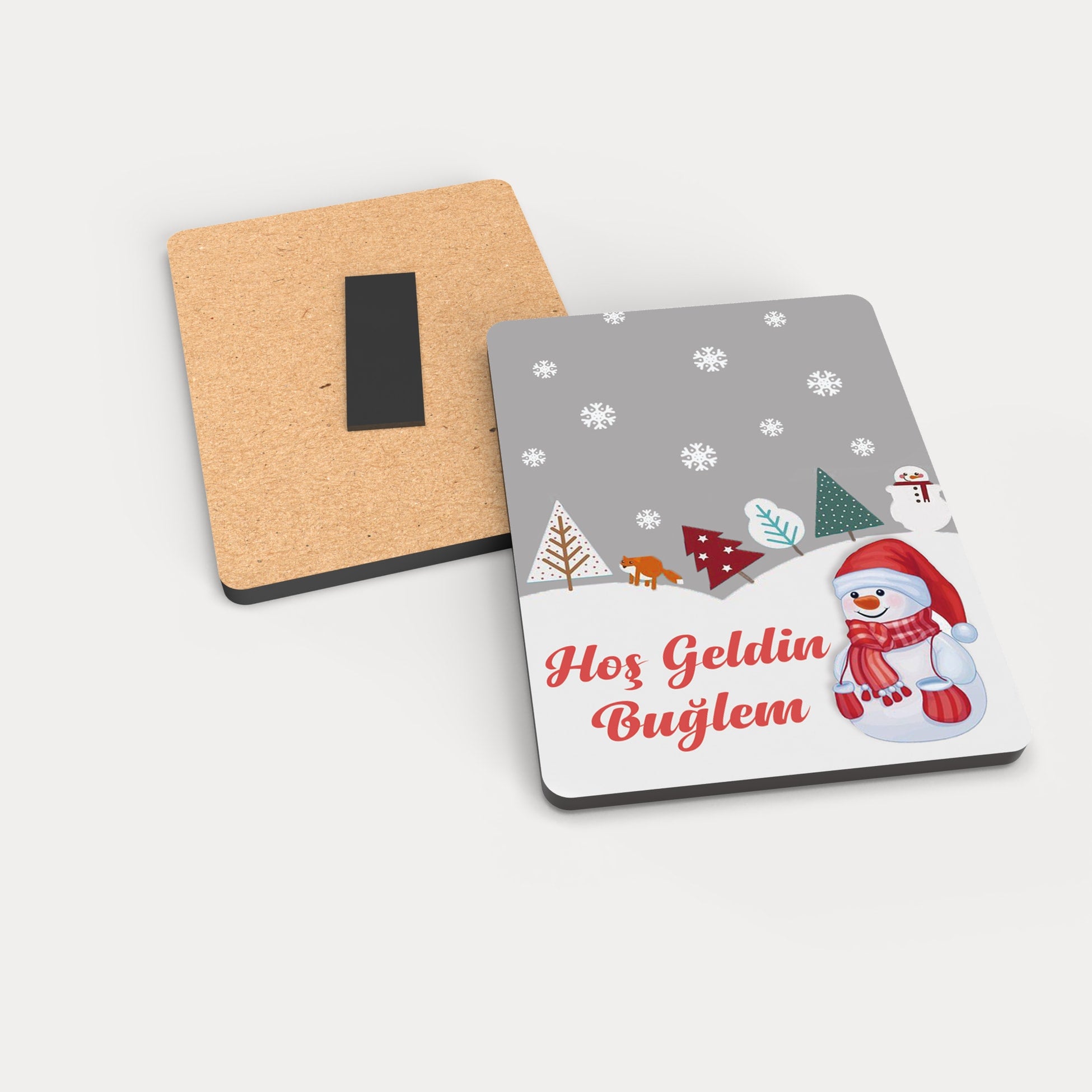 Kardan Adam Temalı Ahşap Magnet