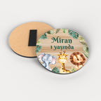 Safari Temalı Yuvarlak Ahşap Magnet