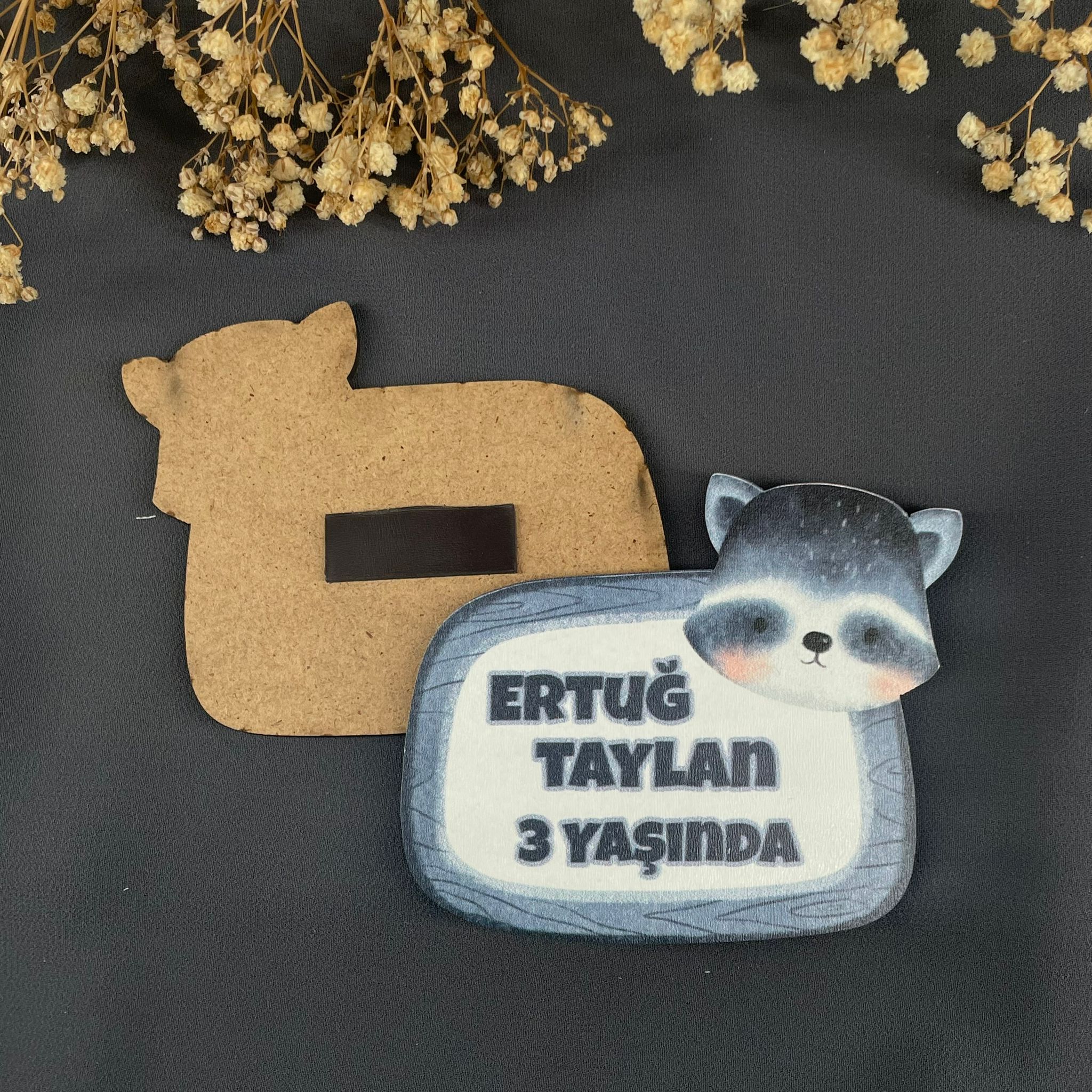 RakunTemalı Özel Kesim Ahşap Magnet
