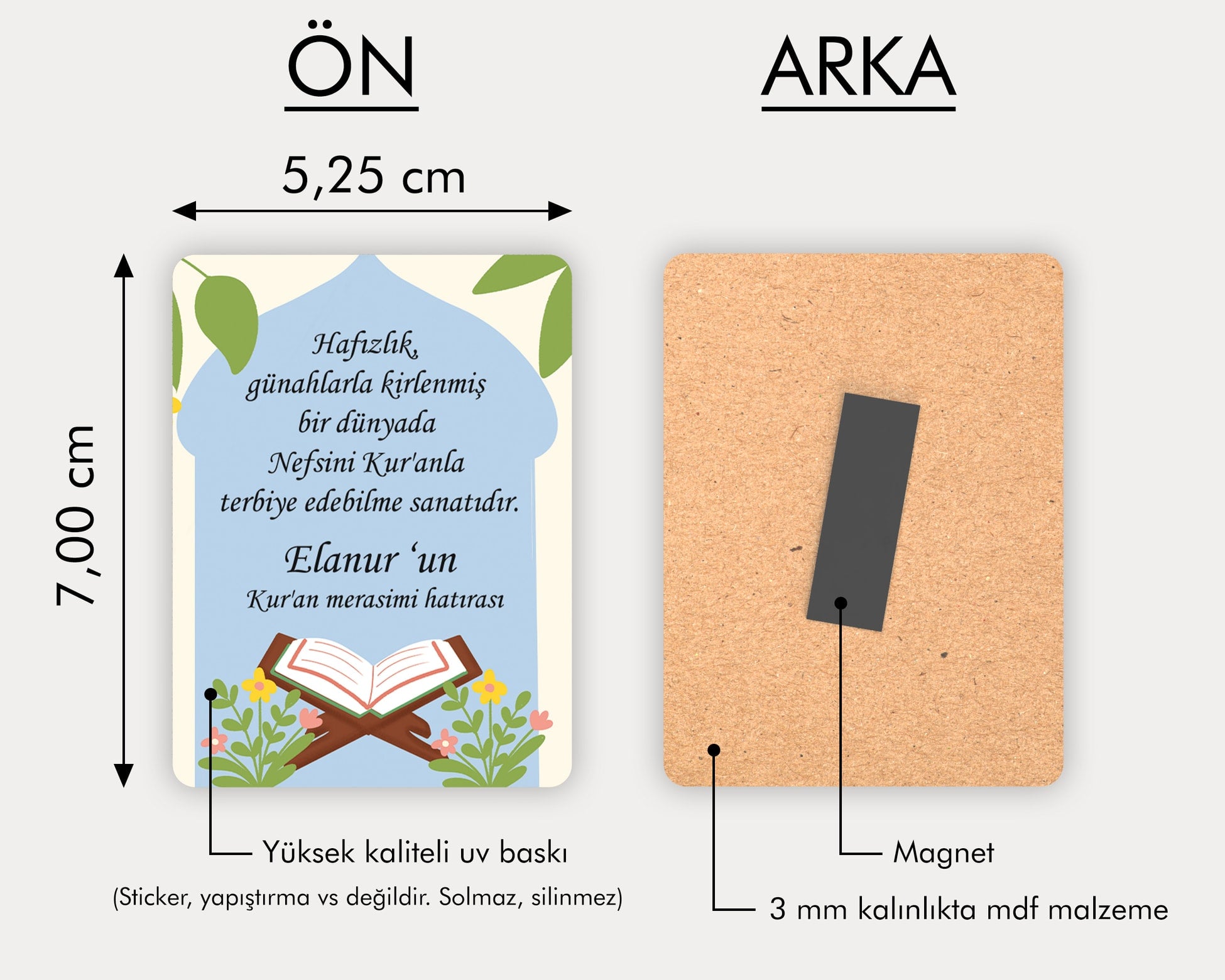 Kuran Okuyorum Temalı Ahşap Magnet