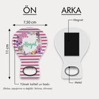 Pembe Mor Çiçek Desenli Balon Açacak Magnet