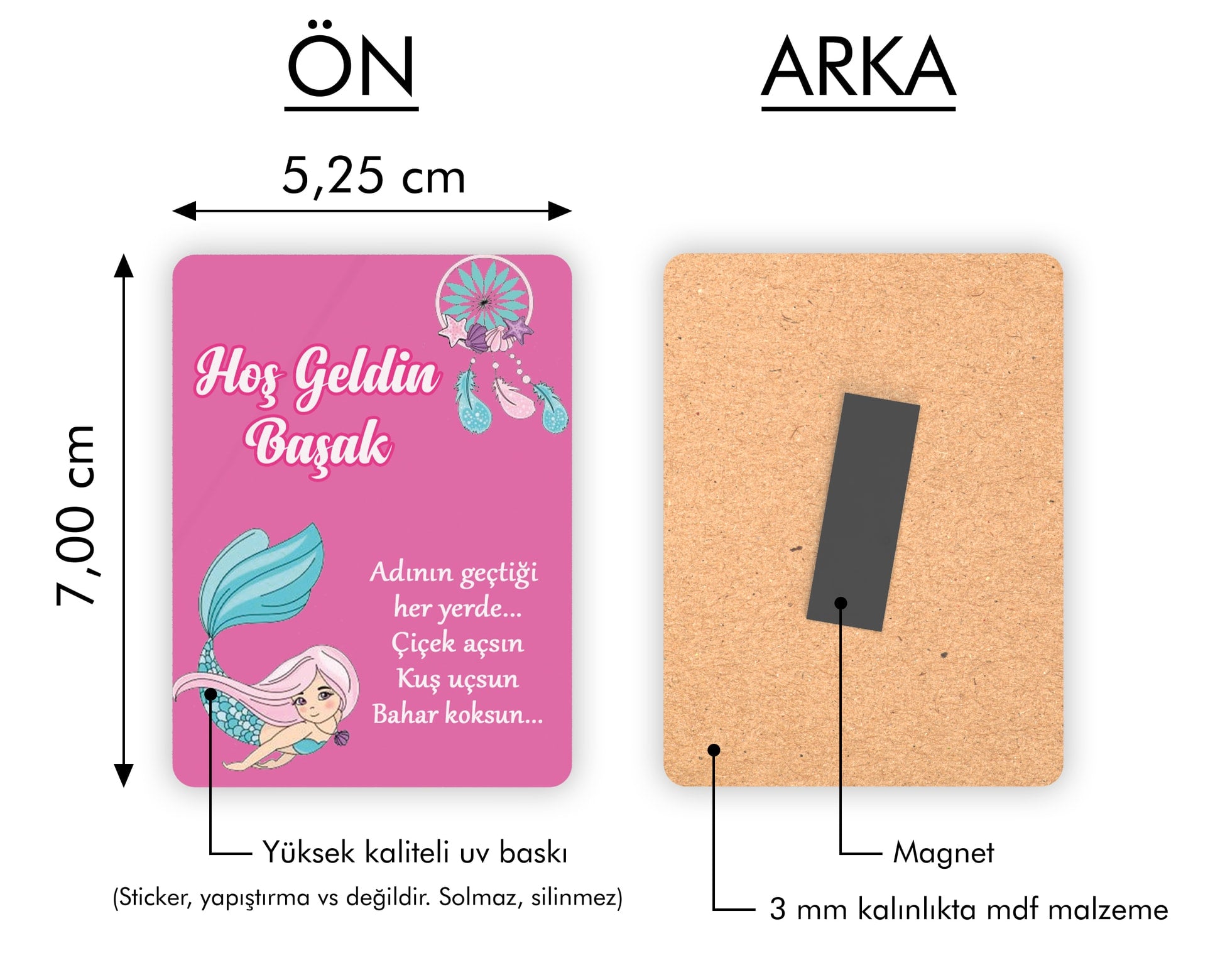 Deniz Kızı Temalı Ahşap Magnet