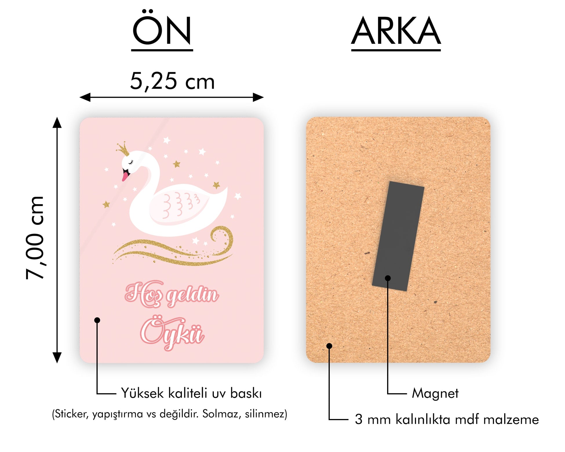Kuğu Desenli Ahşap Magnet