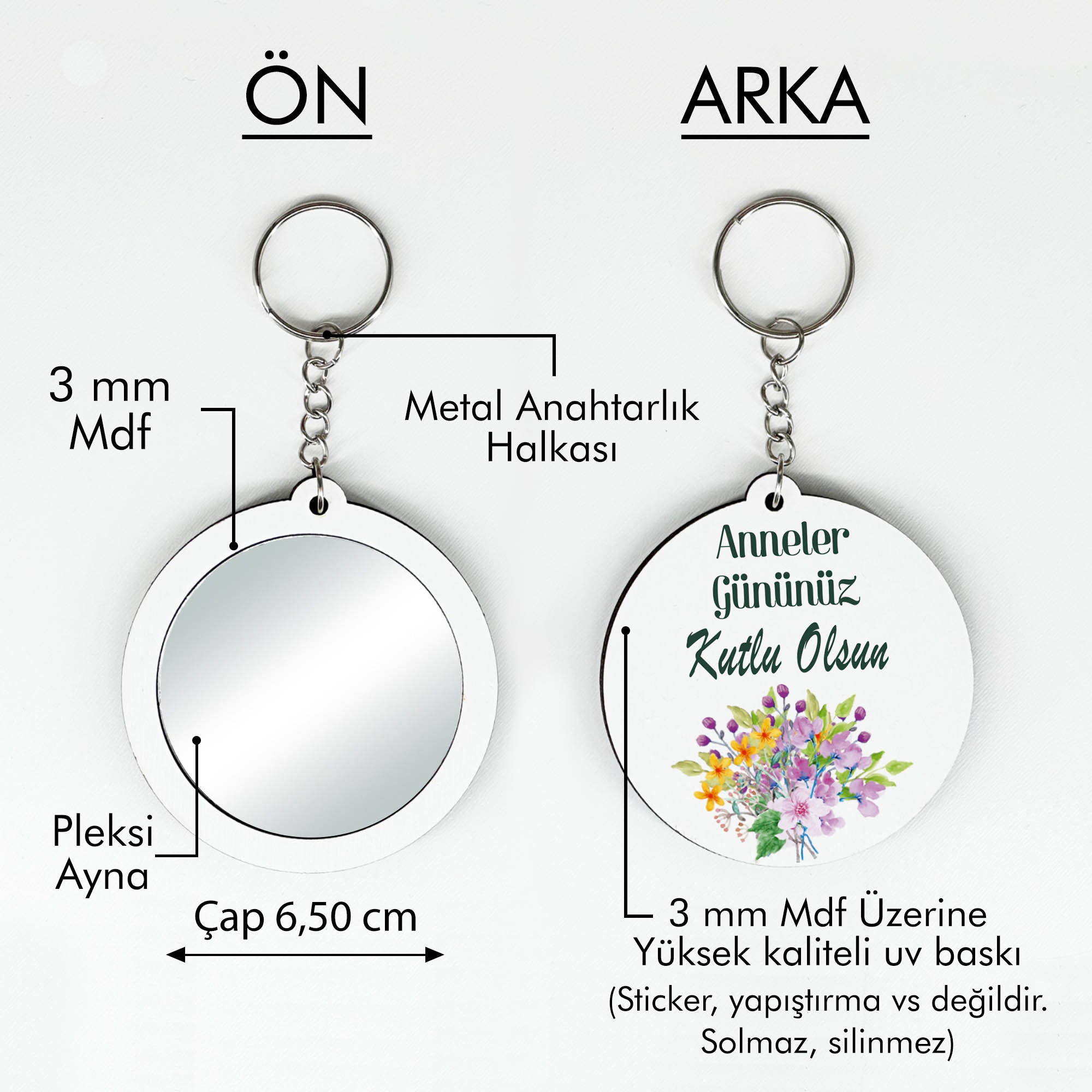 Anneler Günü Temalı Anahtarlıklı Ayna