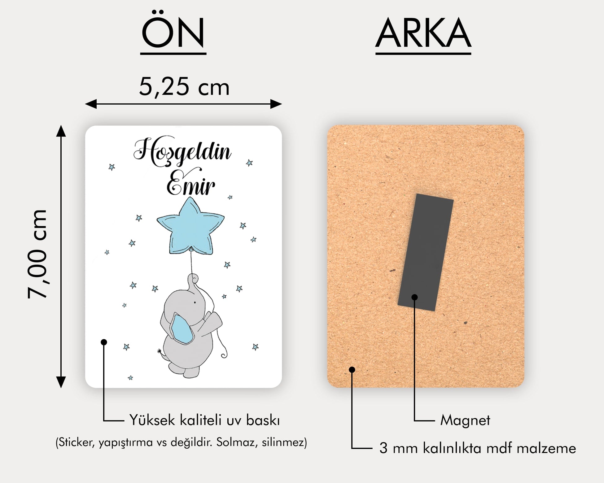 Fil Desenli Ahşap Magnet