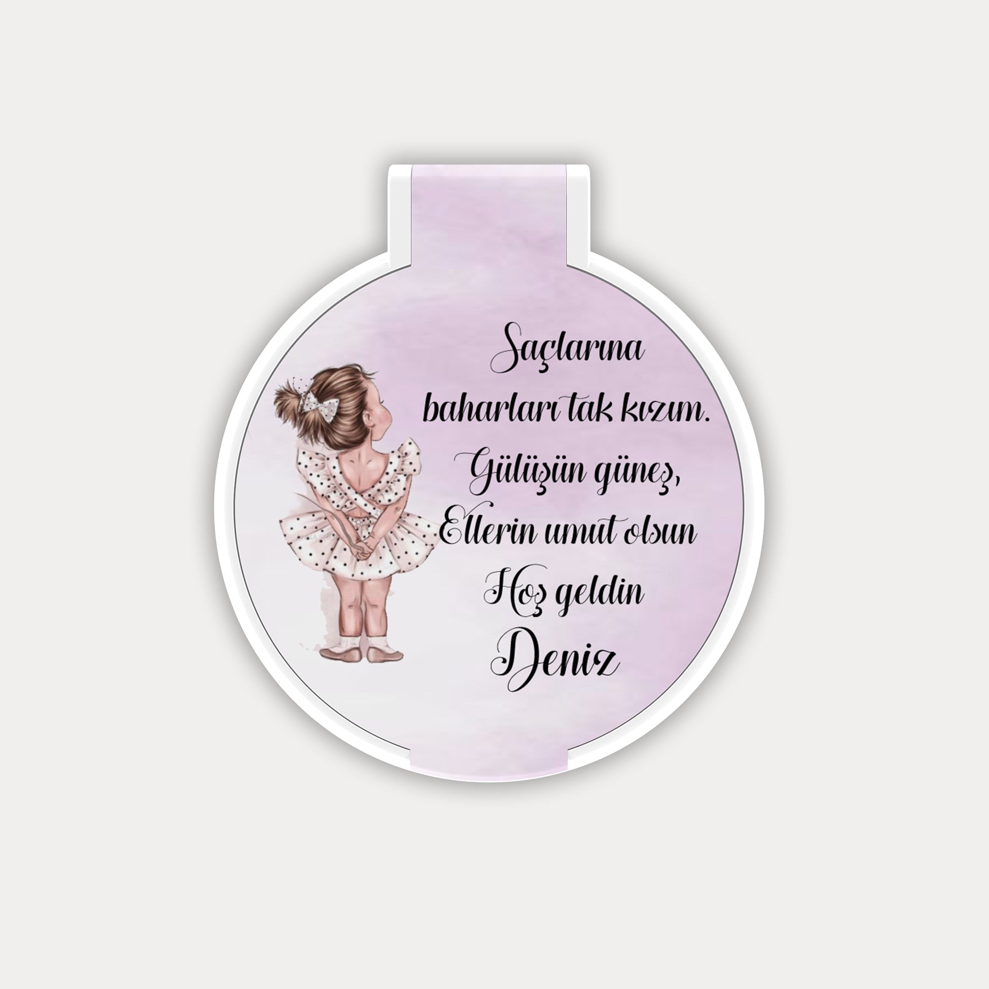 Kız Bebek Temalı Yuvarlak Ayna