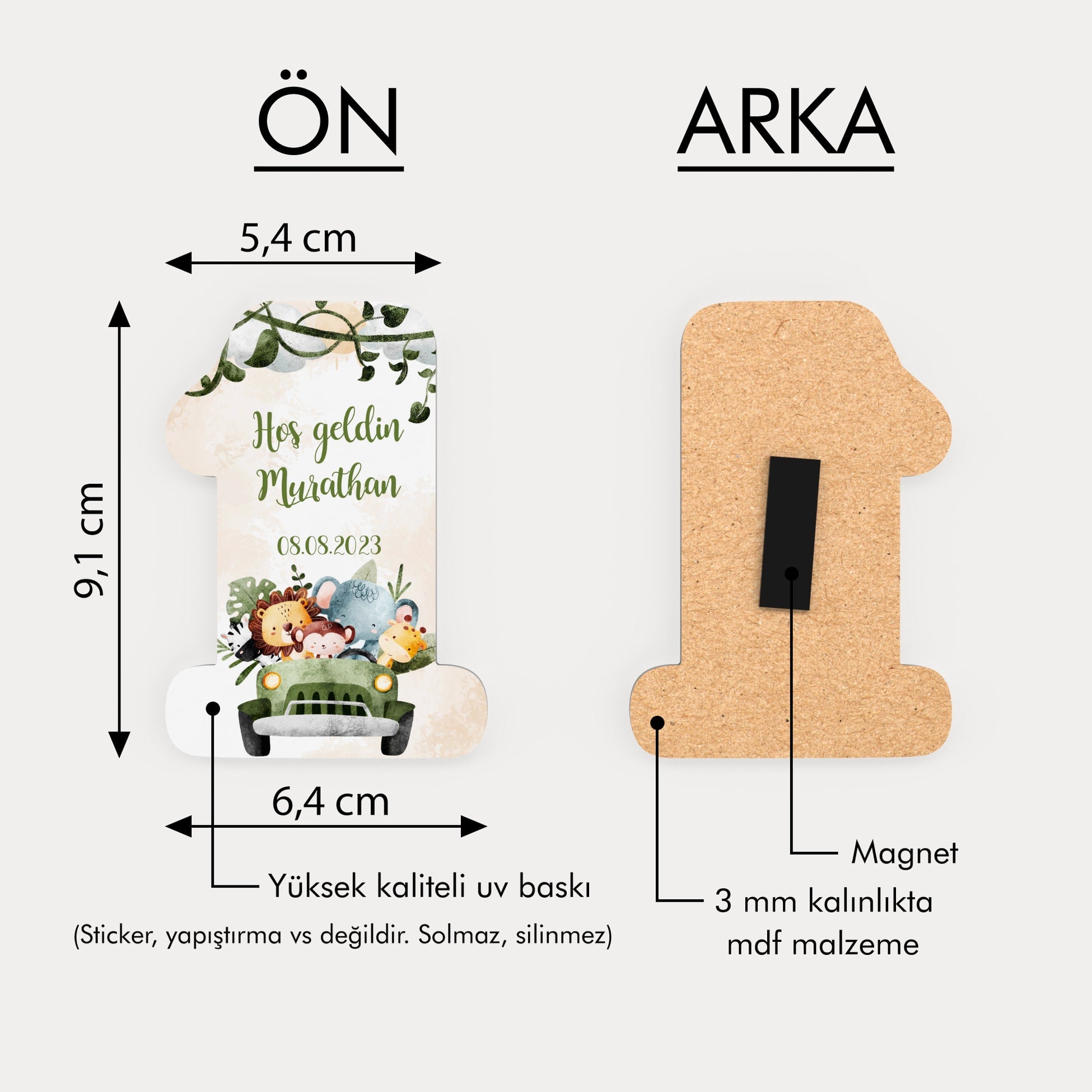 Safari Temalı Ahşap Magnet