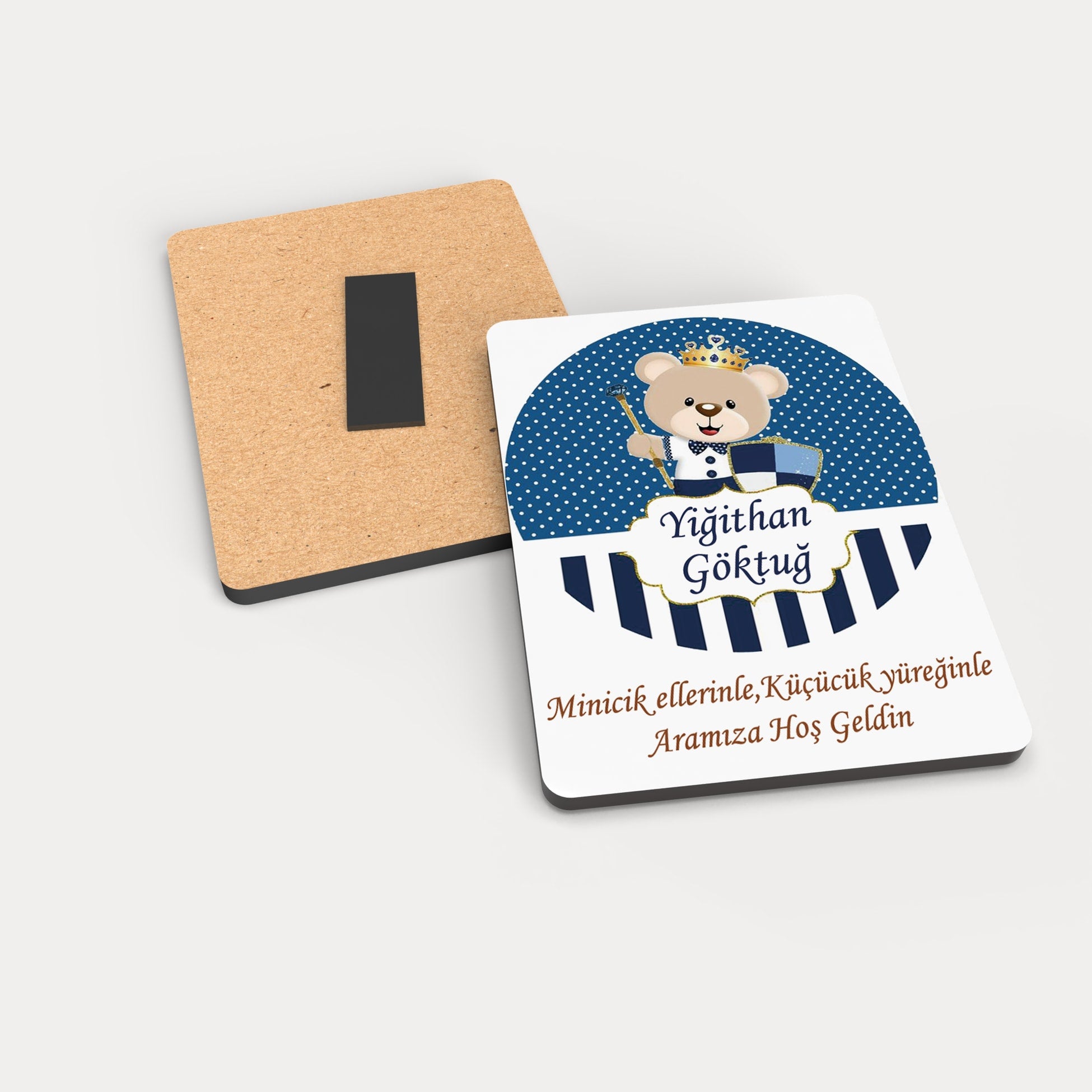 Ayıcık Desenli Ahşap Magnet