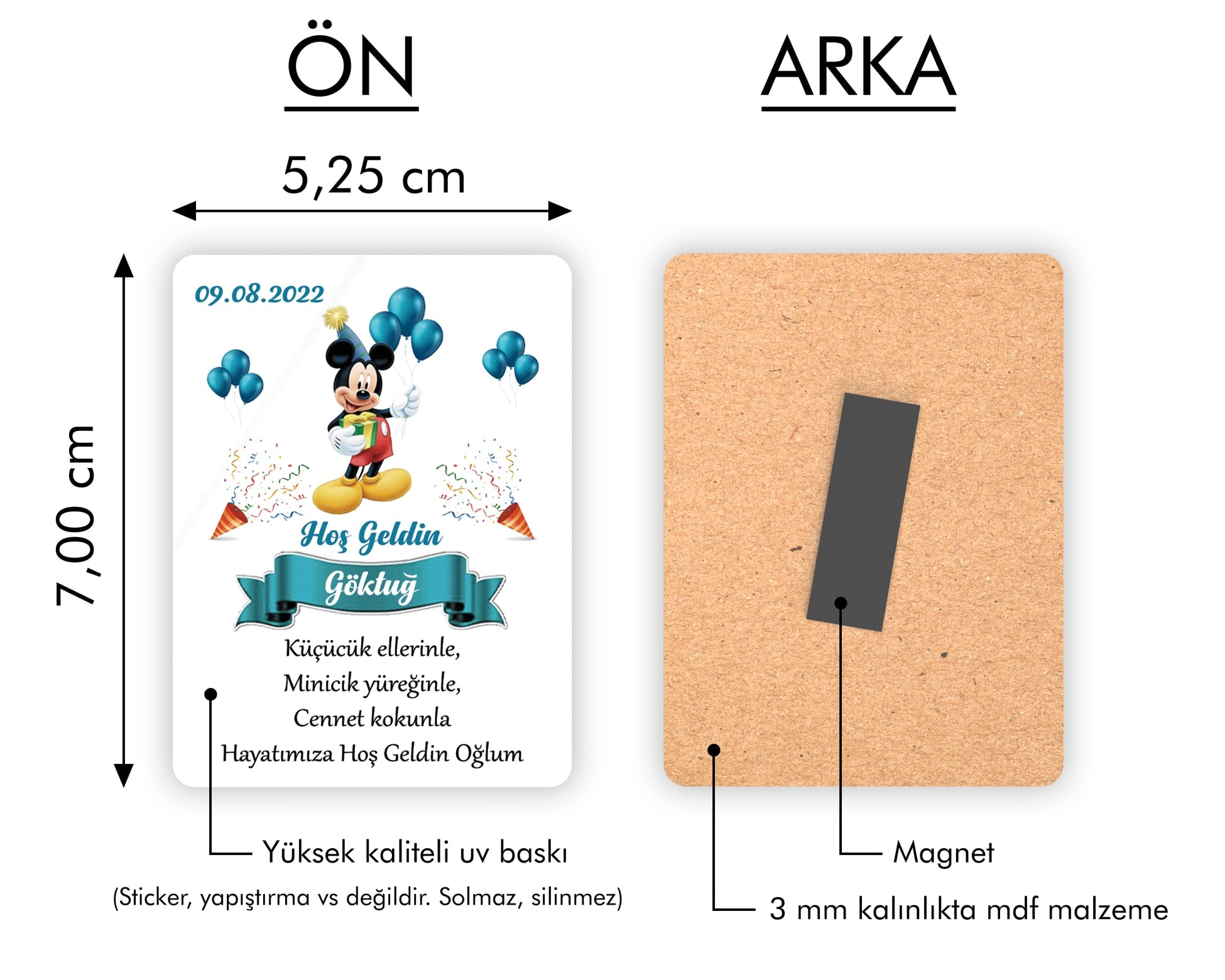 Mickey Mouse Temalı Ahşap Magnet
