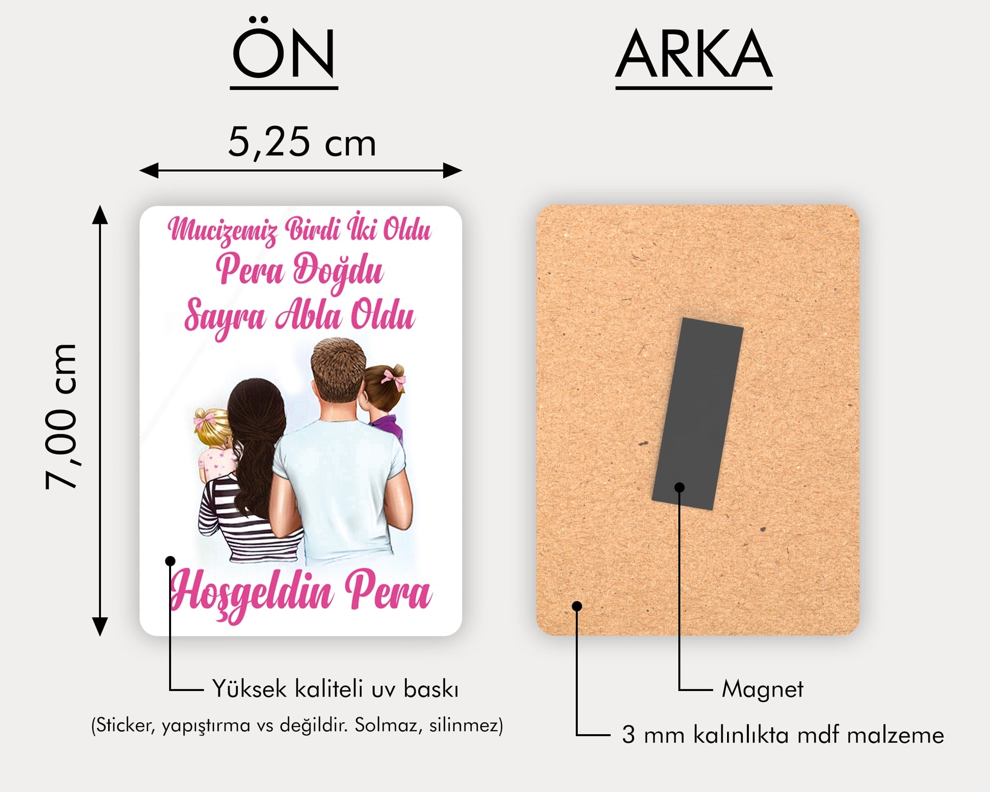 Aile Temalı Ahşap Magnet