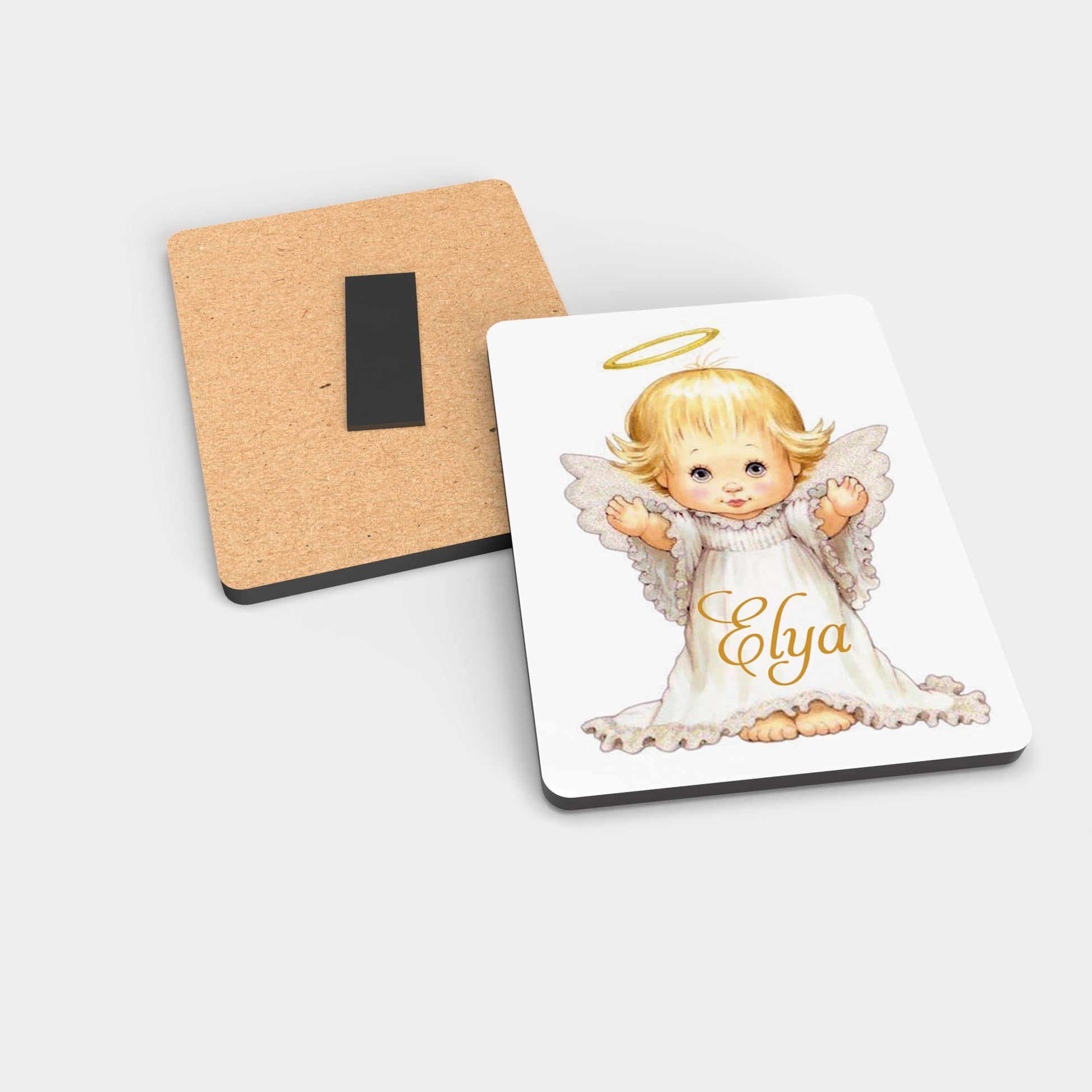 Melek Desenli Ahşap Magnet