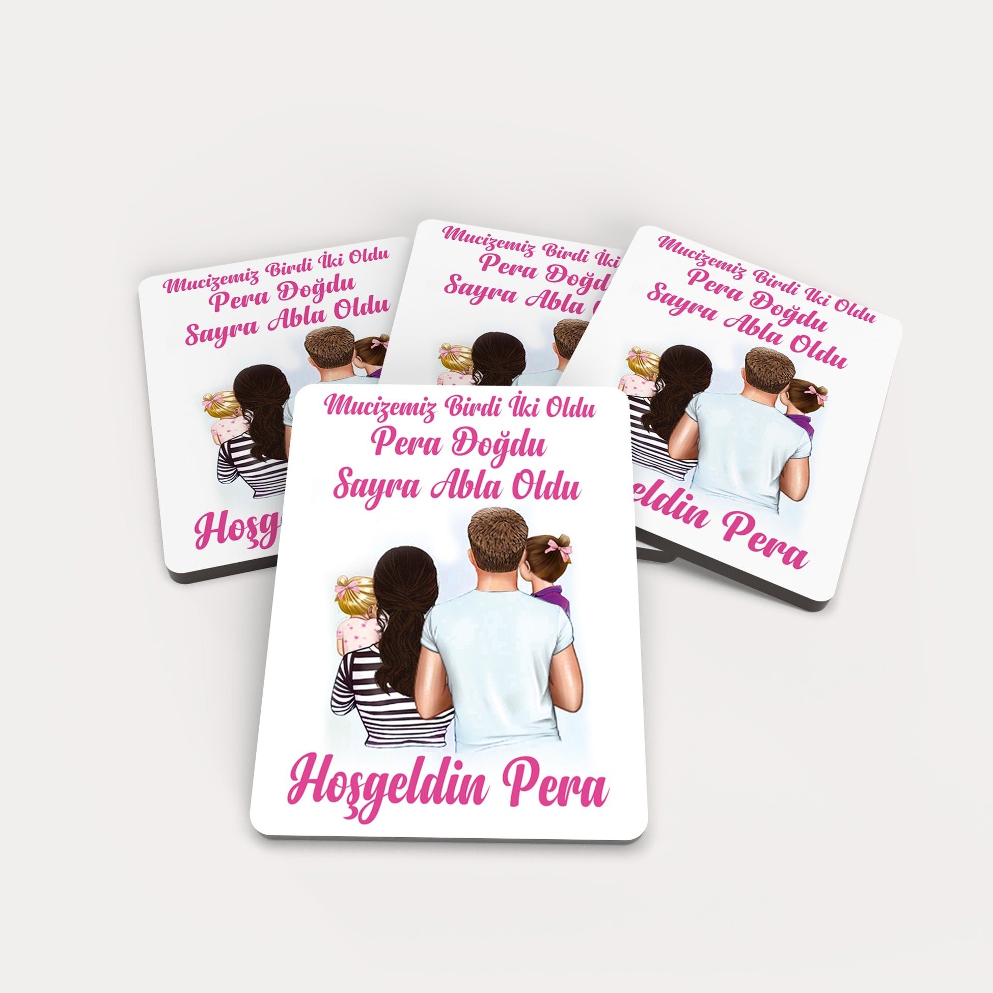 Aile Temalı Ahşap Magnet