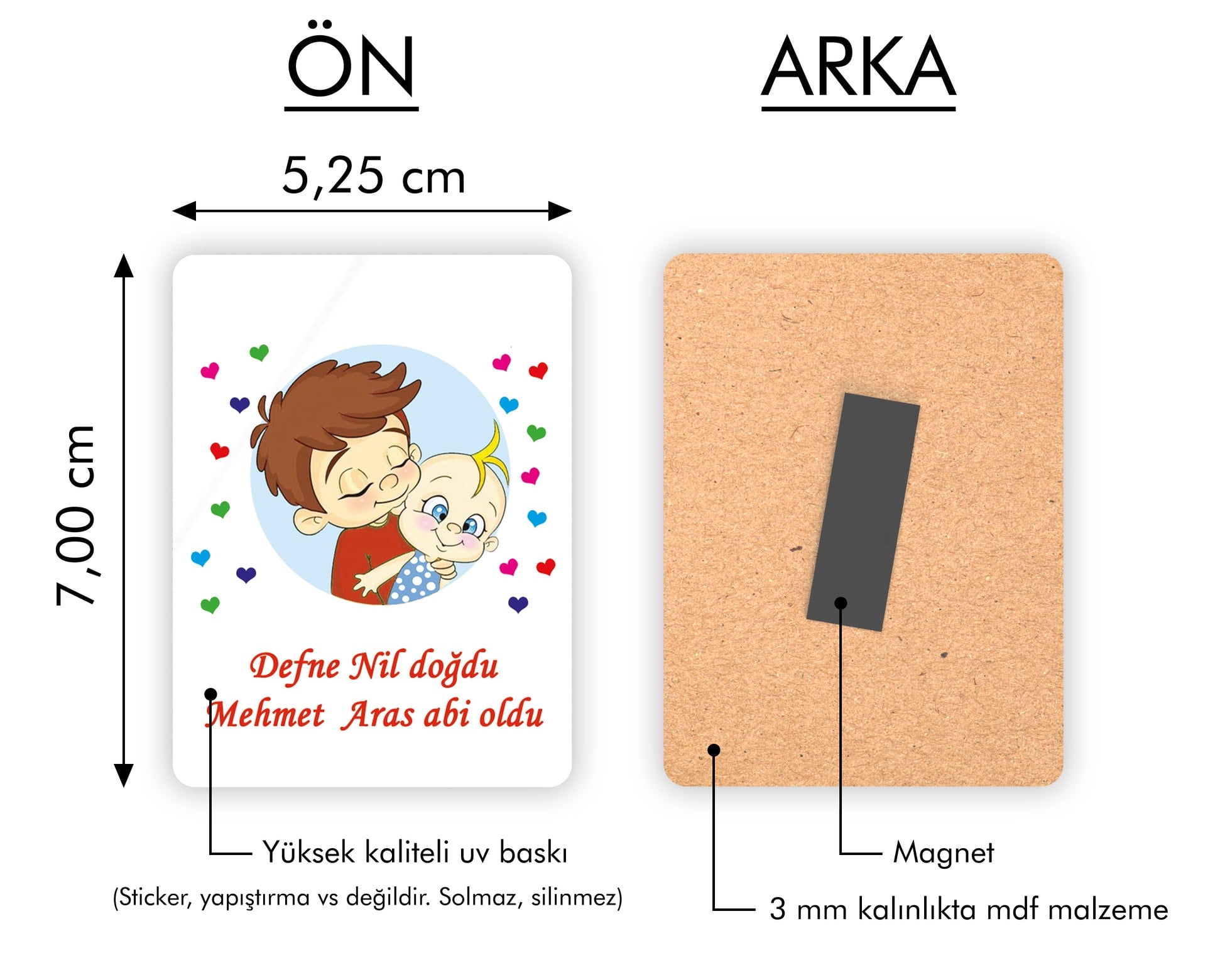 Abi Kardeş Temalı Ahşap Magnet