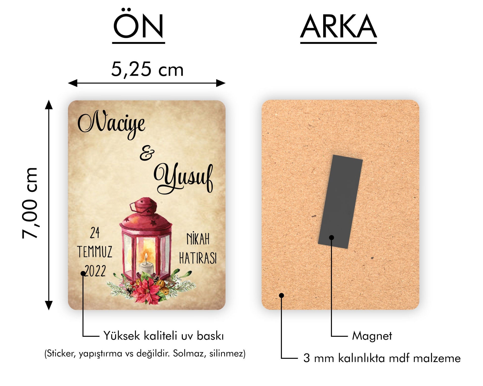 Kandil Desenli Ahşap Magnet