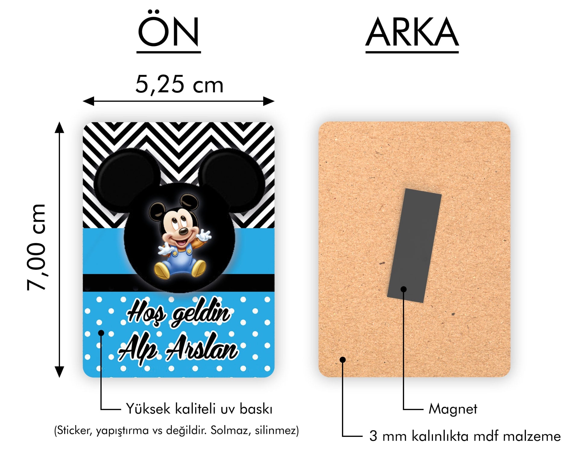 Mickey Mouse Desenli Ahşap Magnet