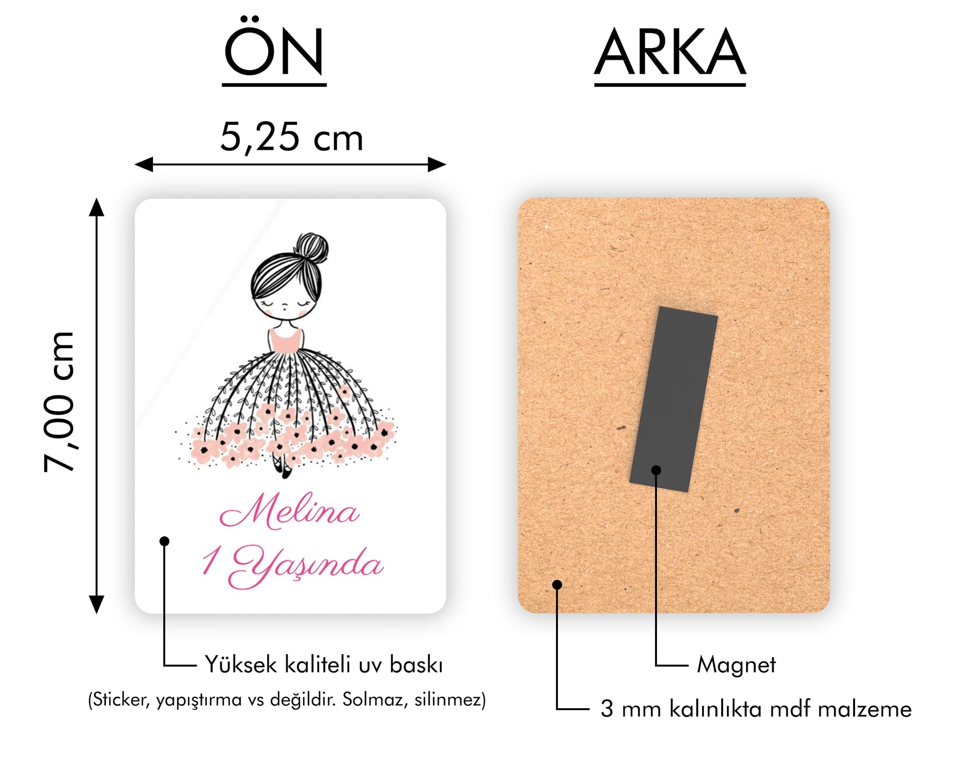 Balerin Kız Temalı Ahşap Magnet