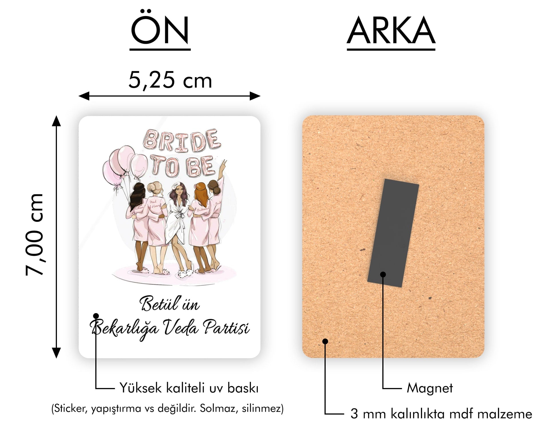 Bekarlığa Veda Temalı Ahşap Magnet