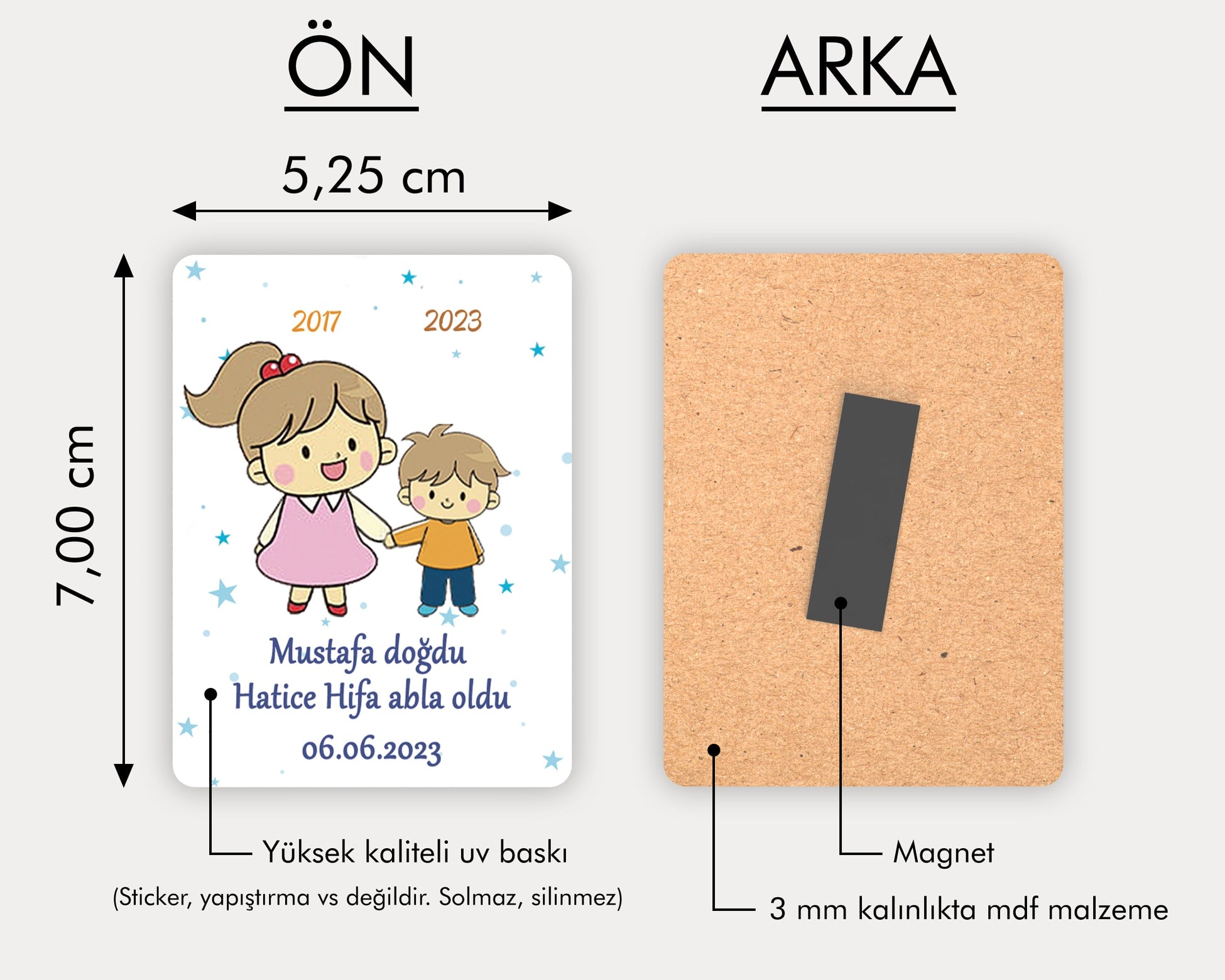Abla Kardeş Temalı Ahşap Magnet