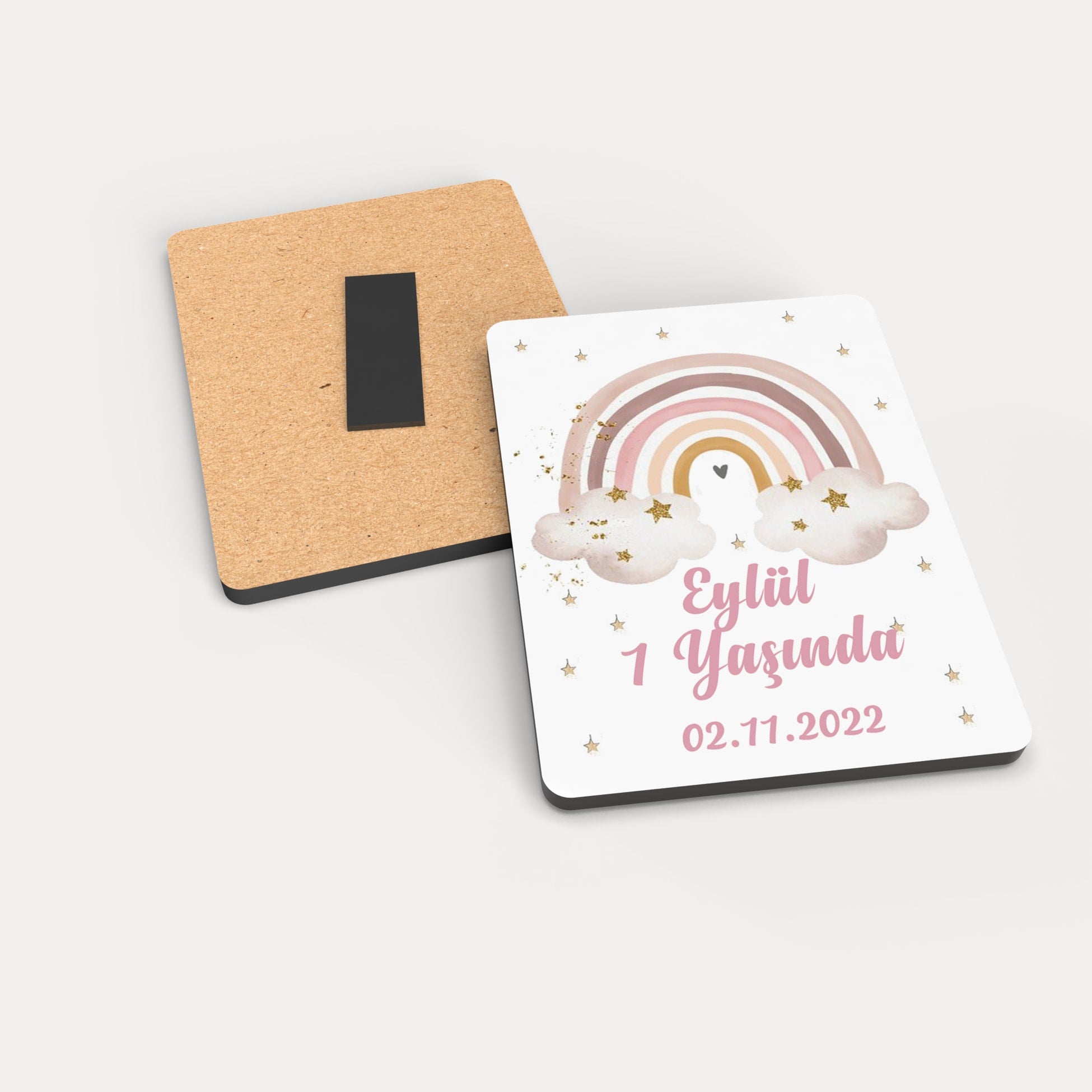 Gökkuşağı Desenli Ahşap Magnet
