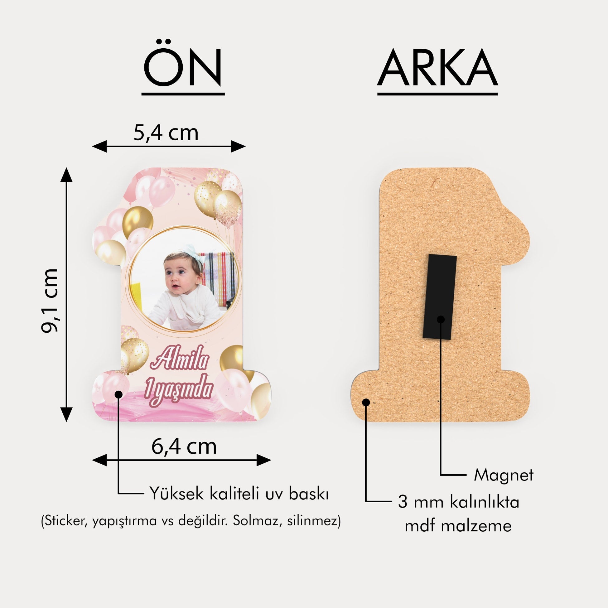 Gold Balon Temalı Ahşap Magnet