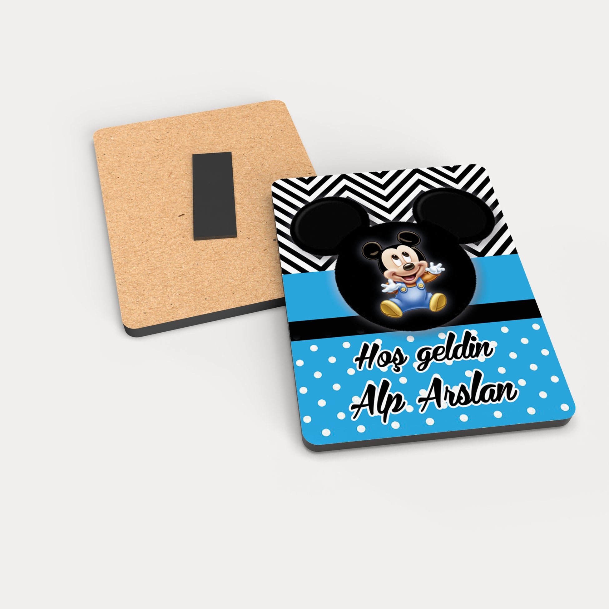 Mickey Mouse Desenli Ahşap Magnet